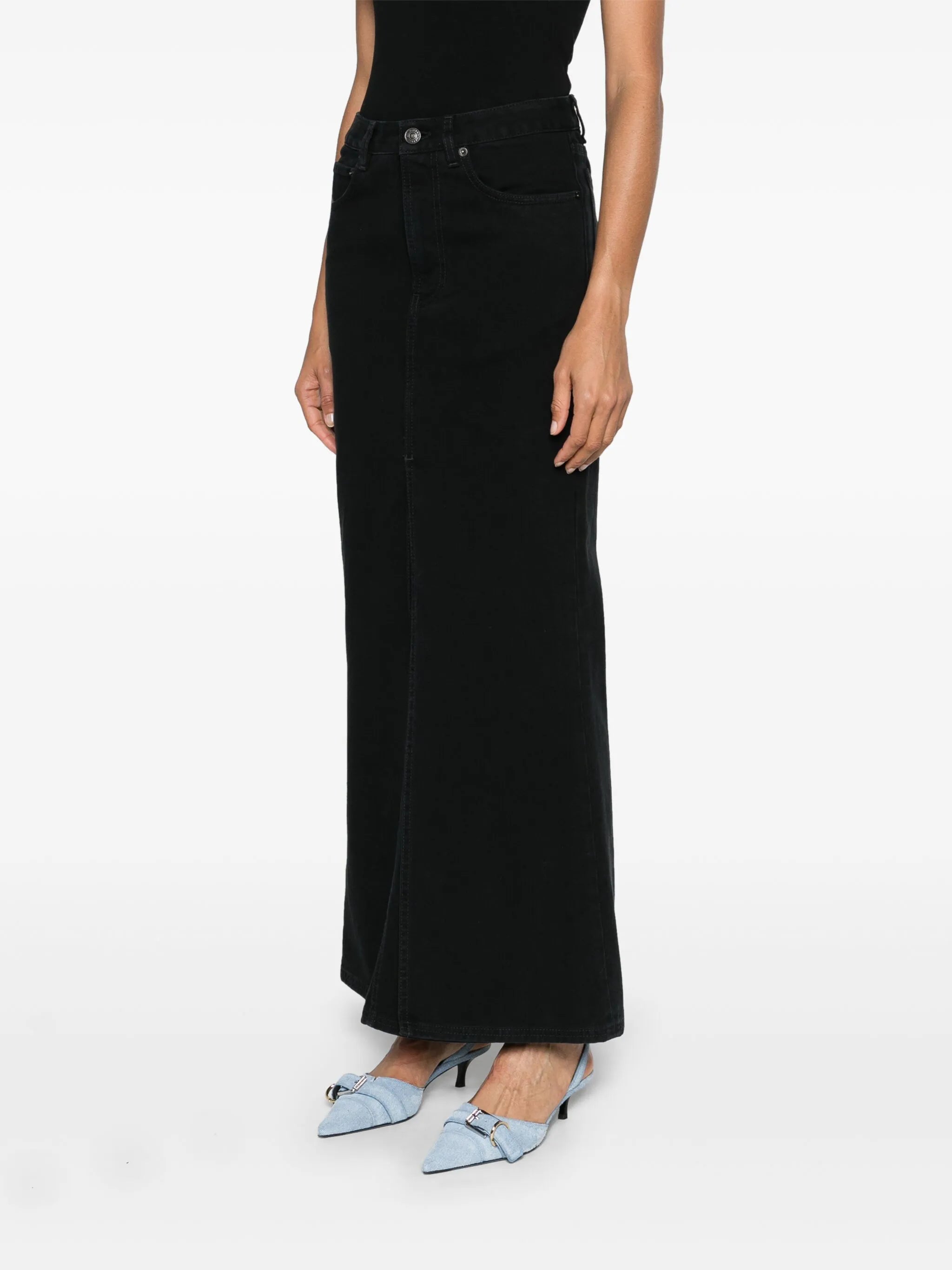 mid-rise denim skirt
