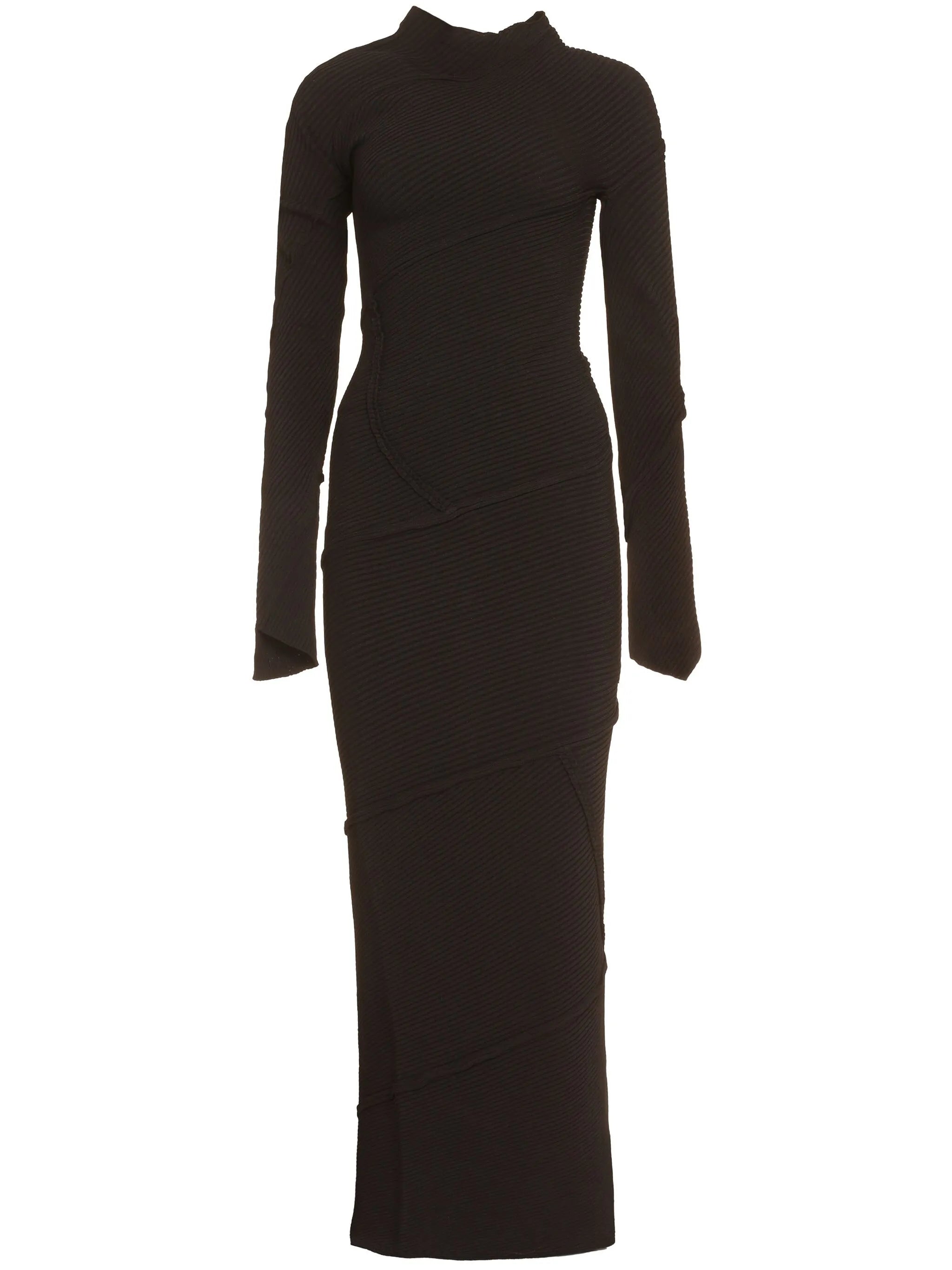 Spiral ribbed-knit maxi dress