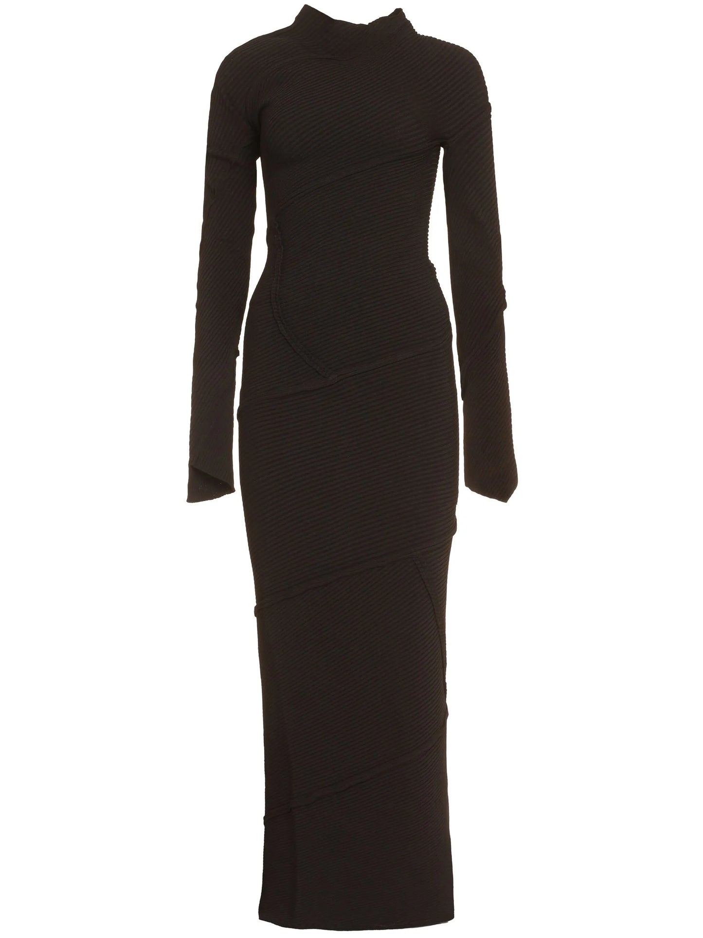 Spiral ribbed-knit maxi dress
