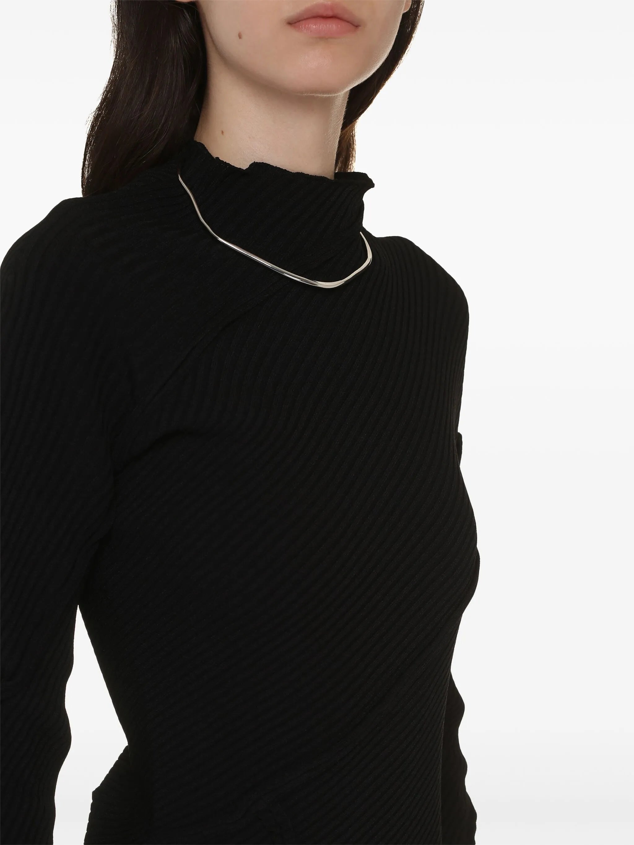 Spiral ribbed-knit maxi dress