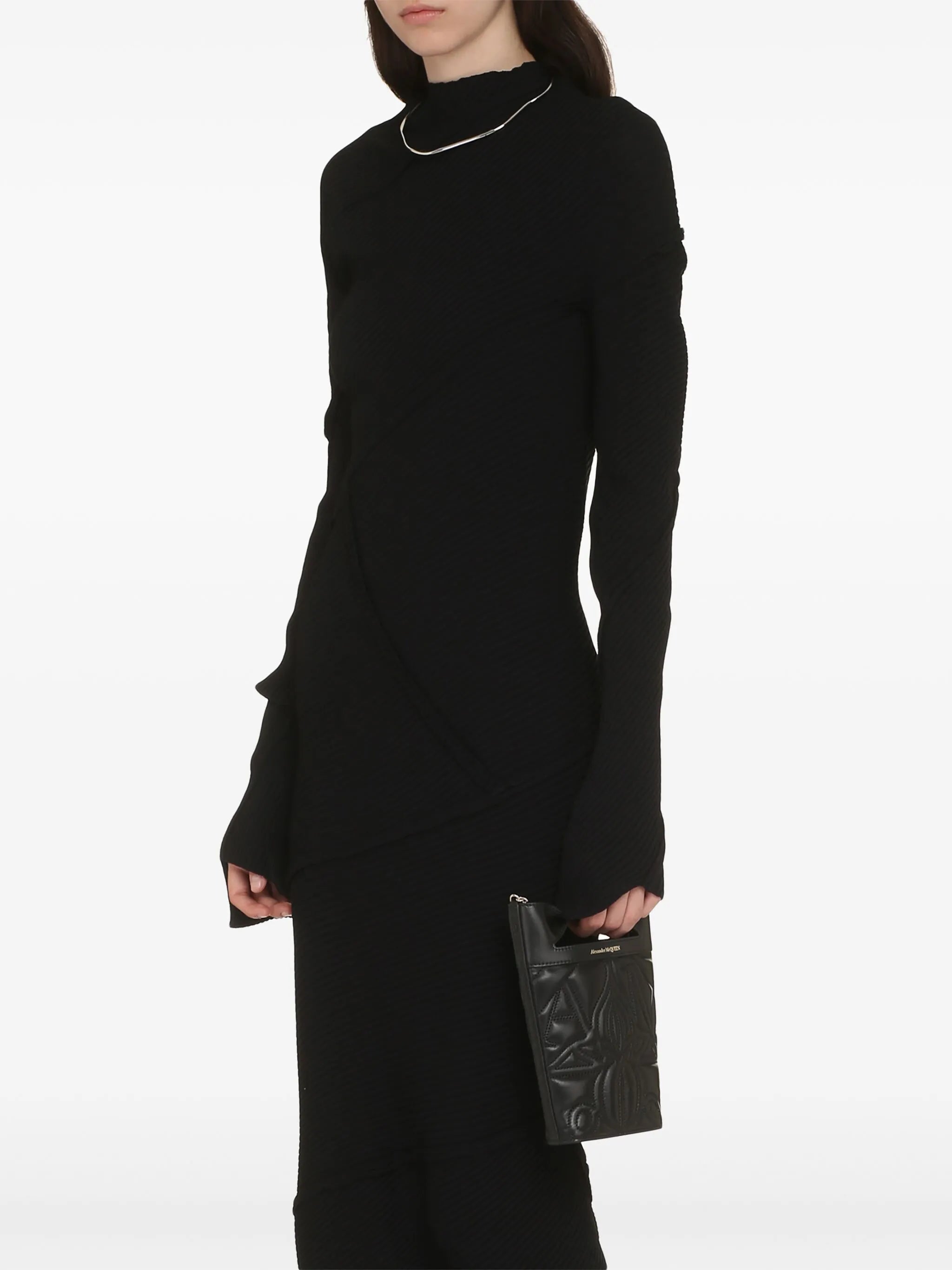 Spiral ribbed-knit maxi dress