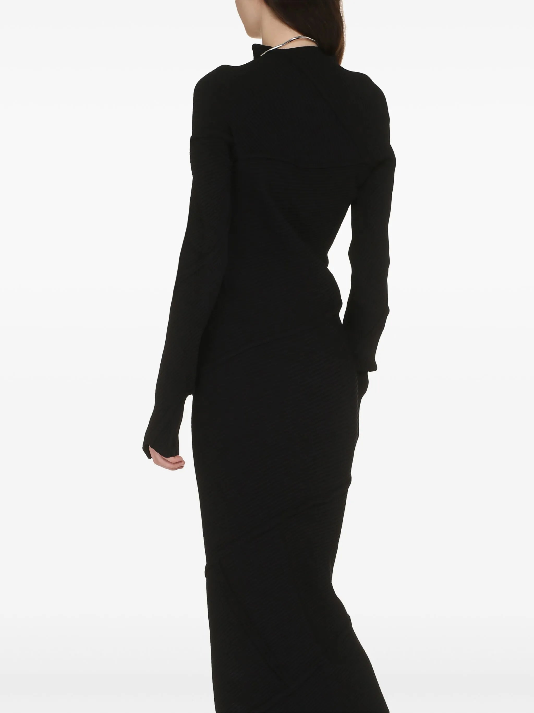 Spiral ribbed-knit maxi dress