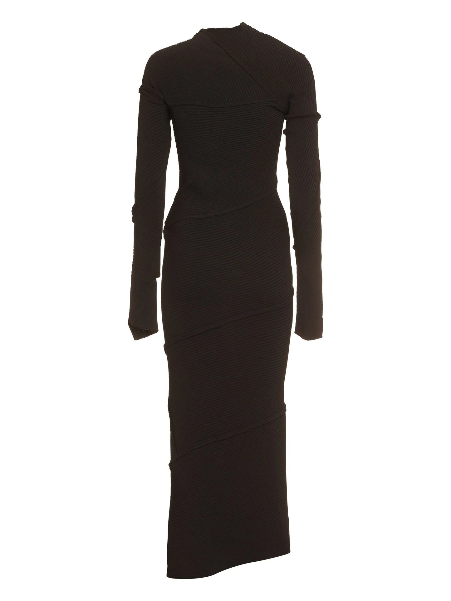 Spiral ribbed-knit maxi dress