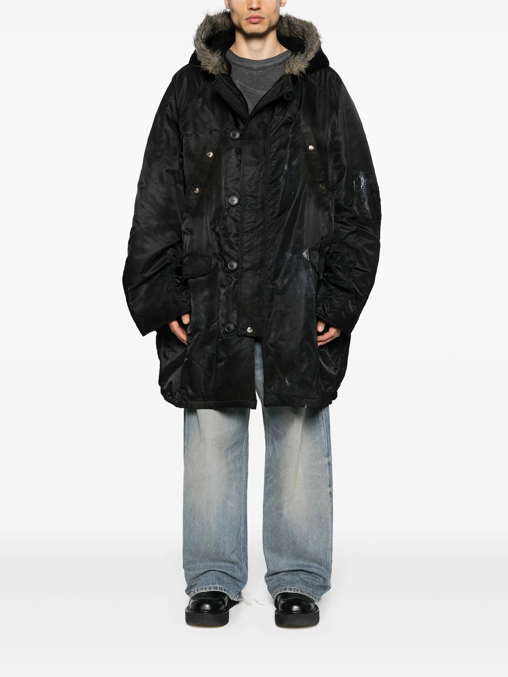 faux fur-trim hooded parka