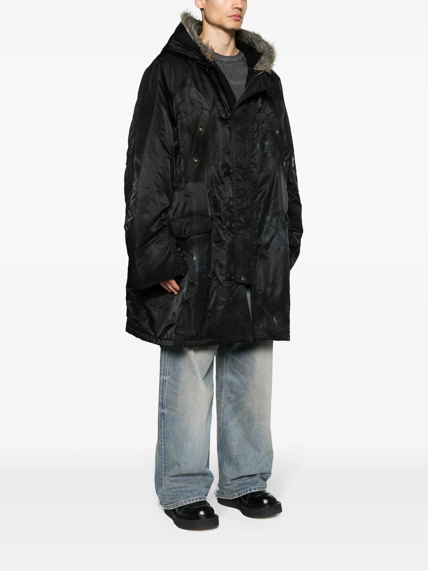 faux fur-trim hooded parka