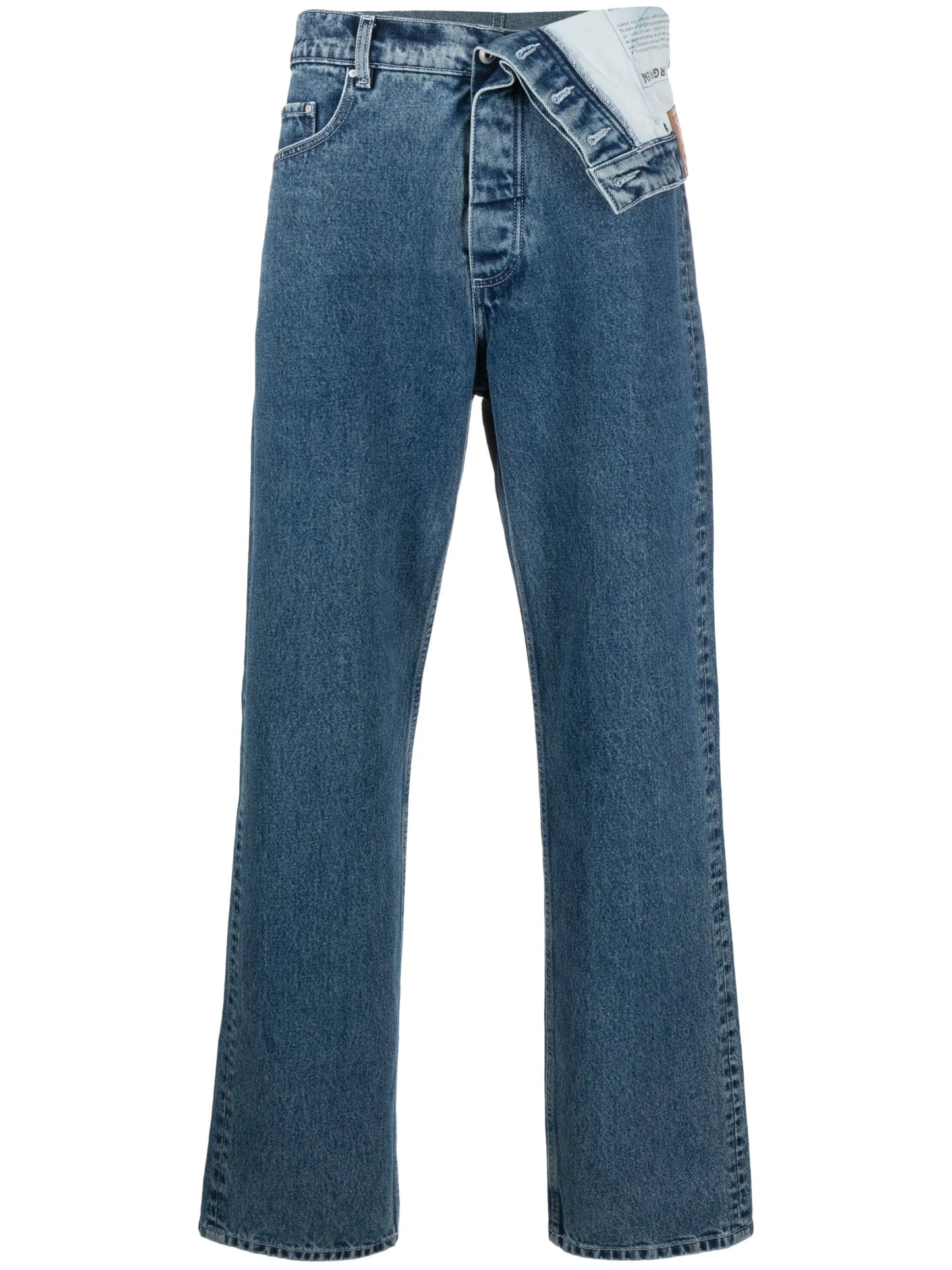 asymmetric organic-cotton jeans