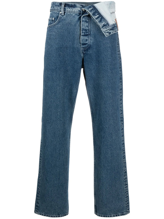 asymmetric organic-cotton jeans