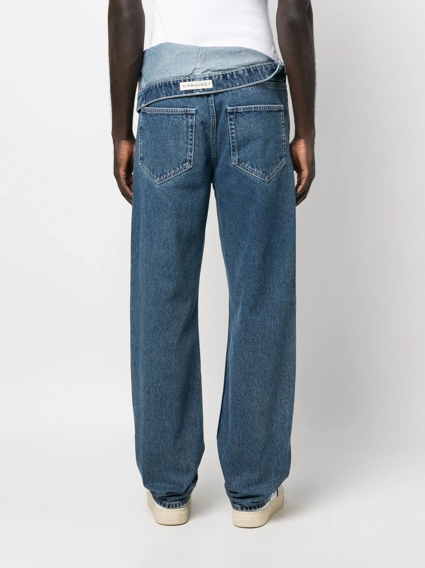 asymmetric organic-cotton jeans