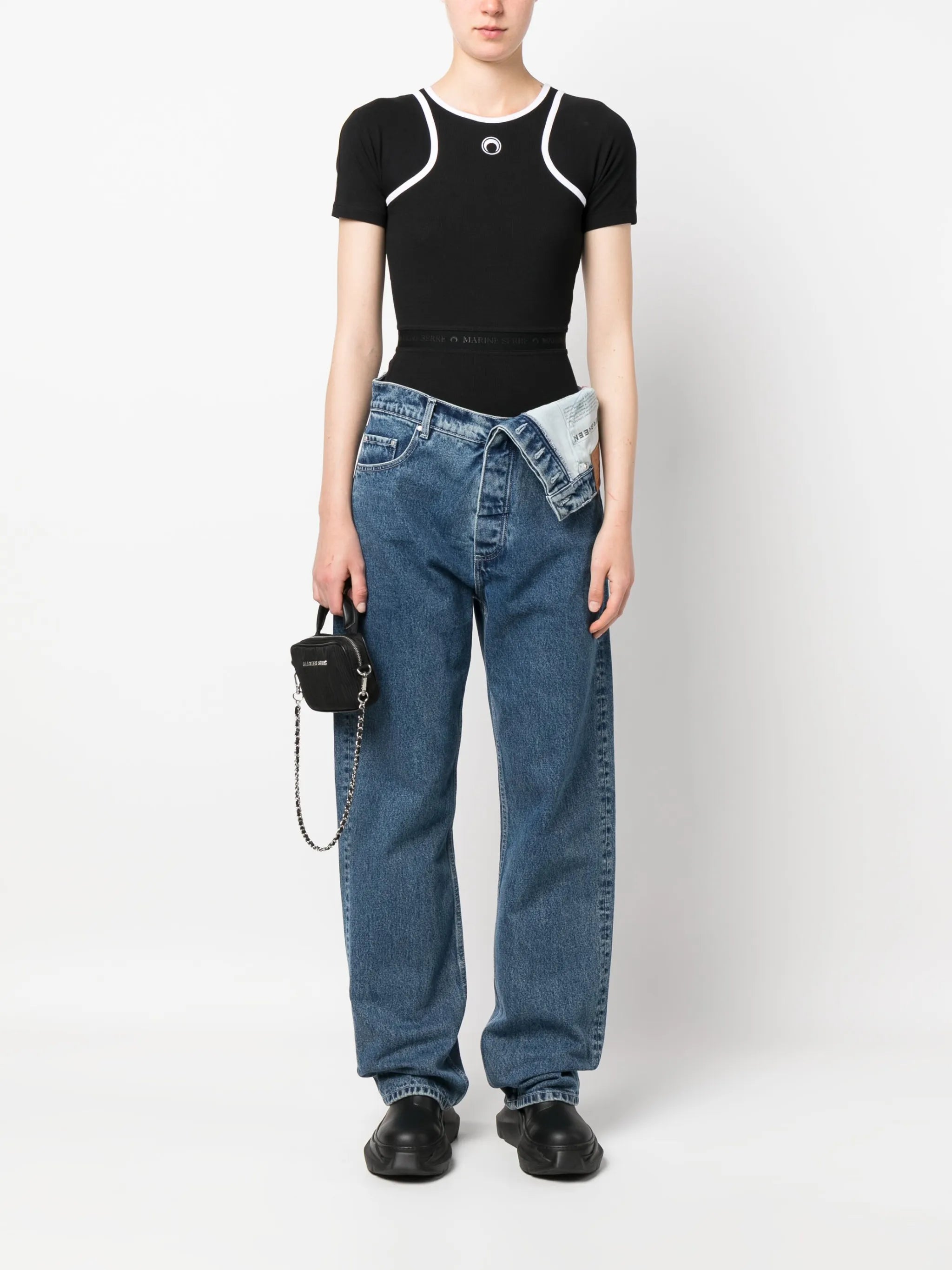 asymmetric organic-cotton jeans