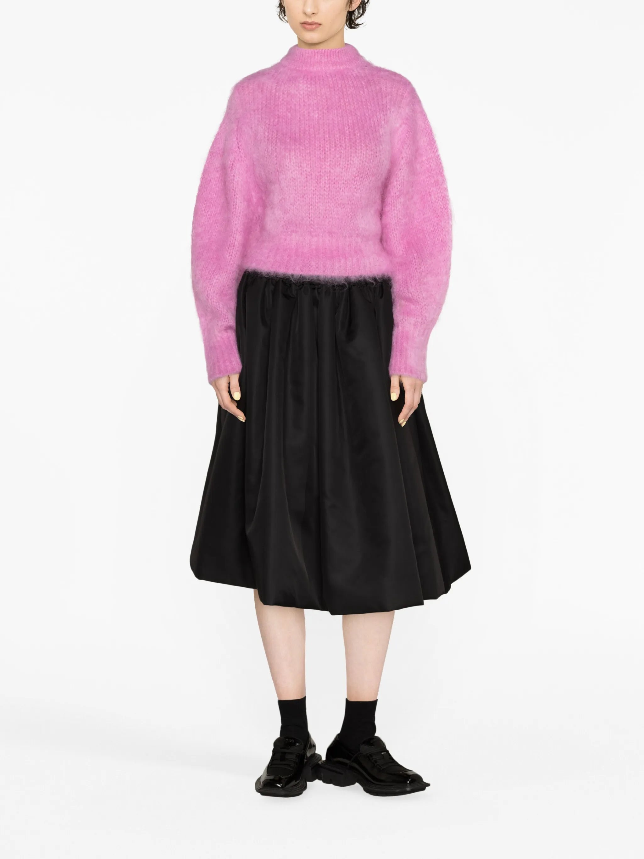 balloon-sleeve mohair-blend jumper