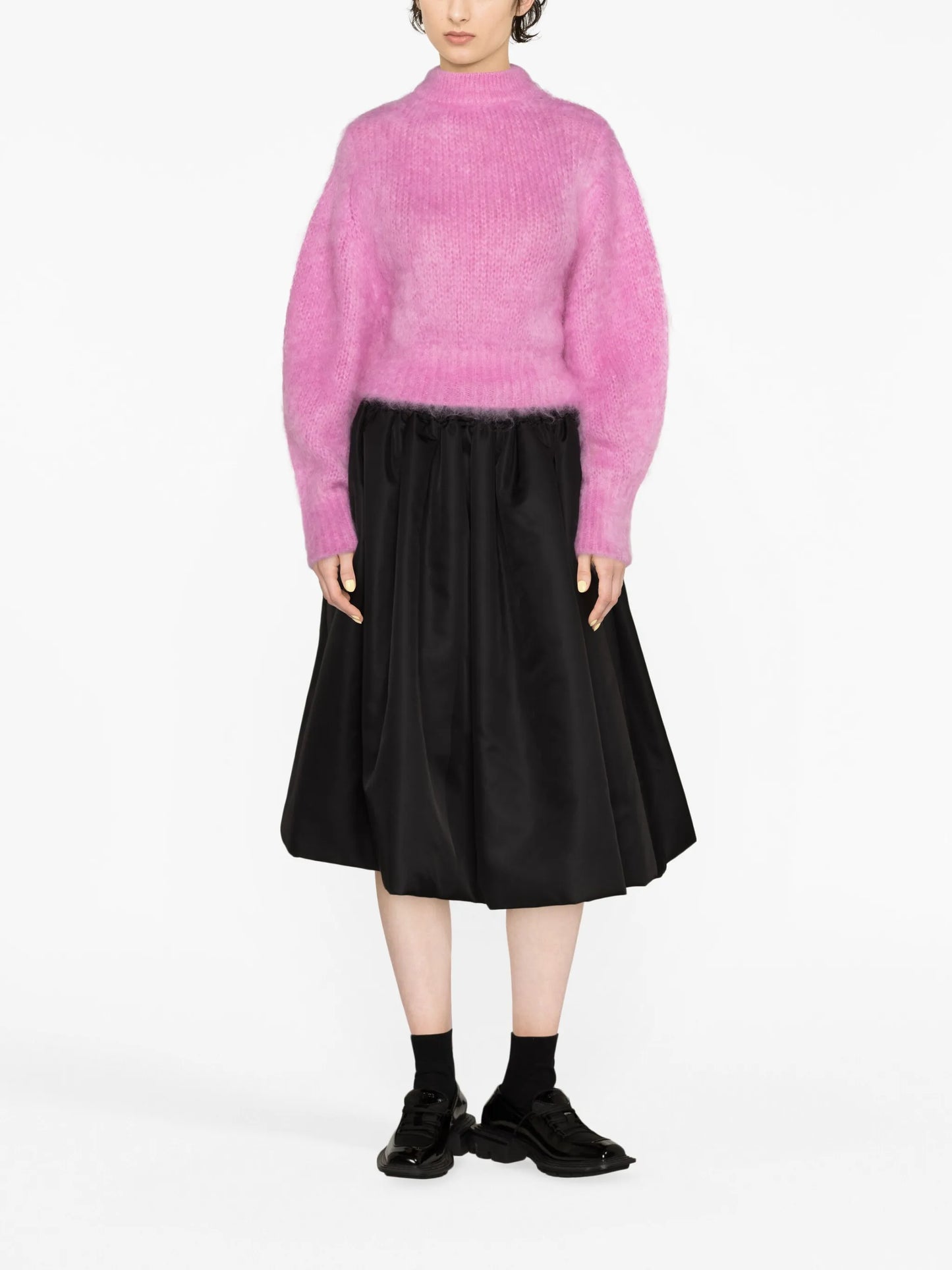 balloon-sleeve mohair-blend jumper