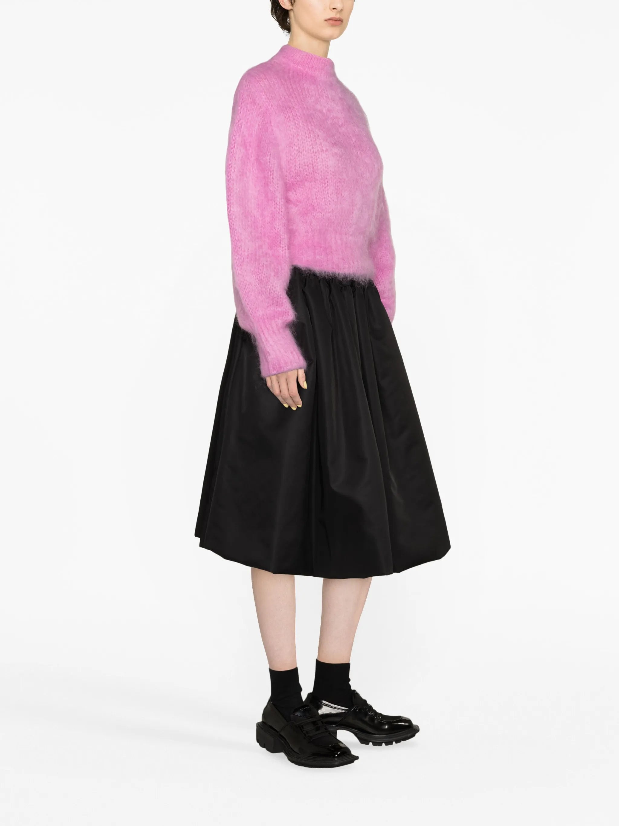 balloon-sleeve mohair-blend jumper