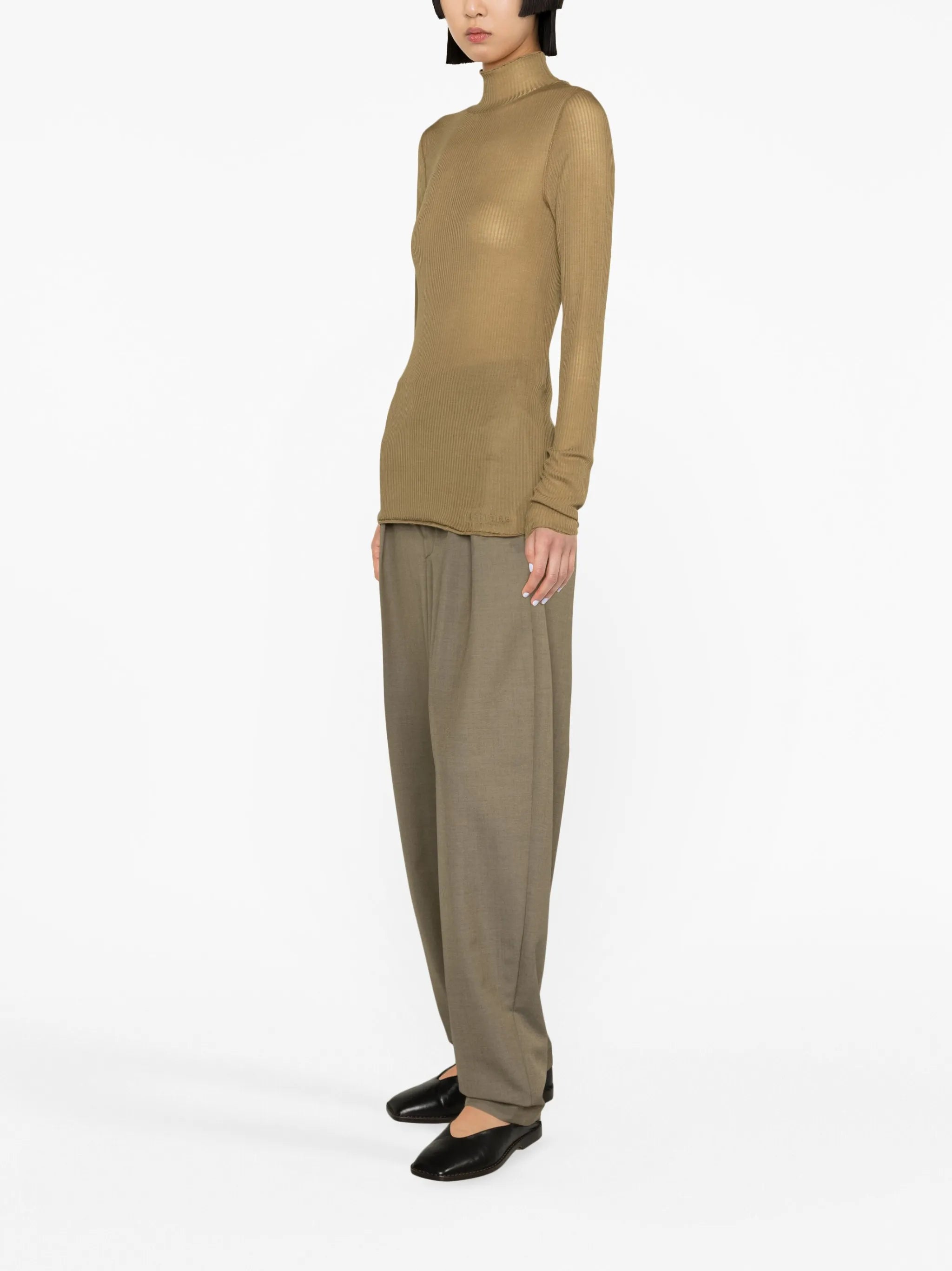 semi-sheer ribbed silk jumper