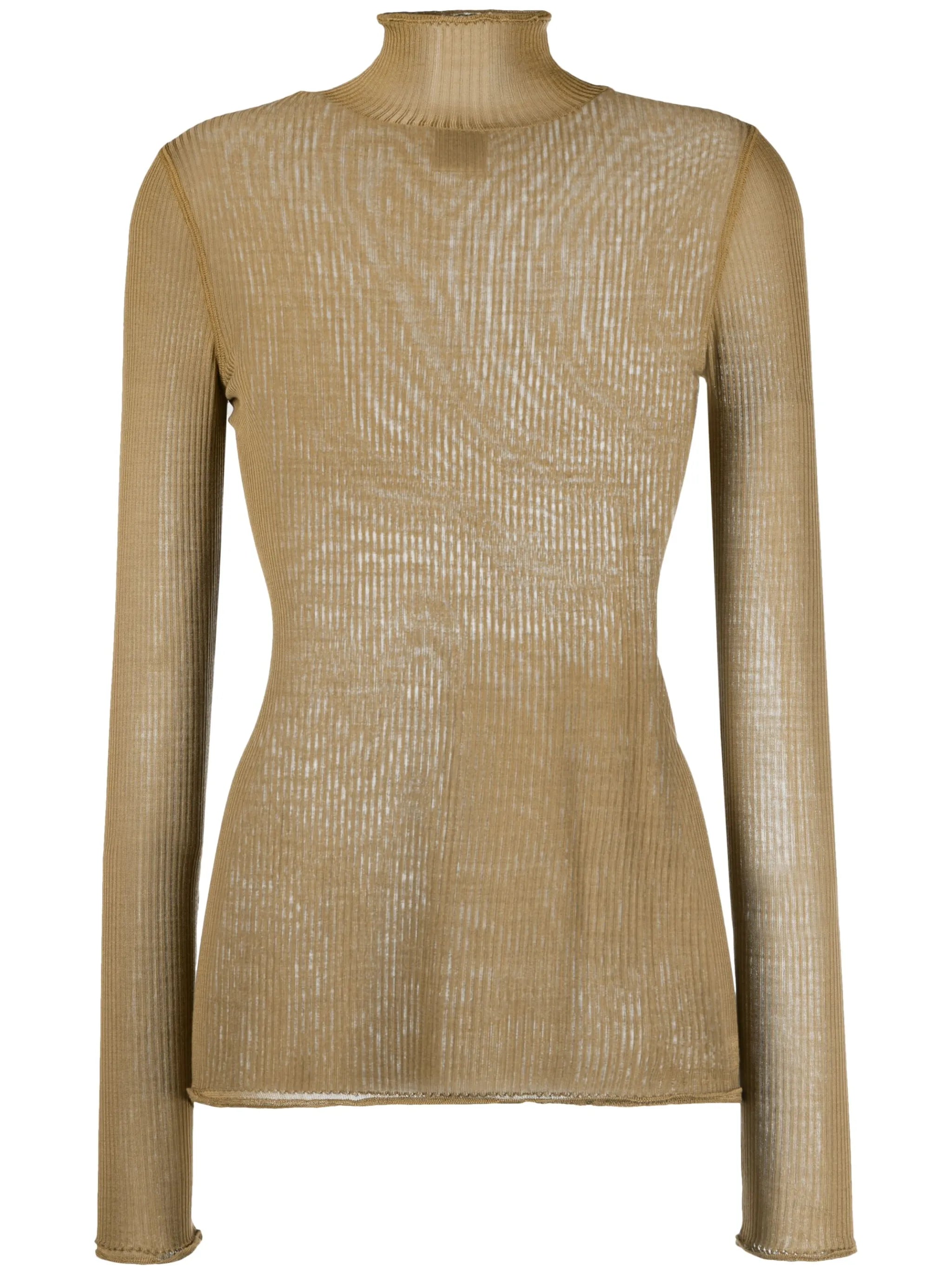 semi-sheer ribbed silk jumper