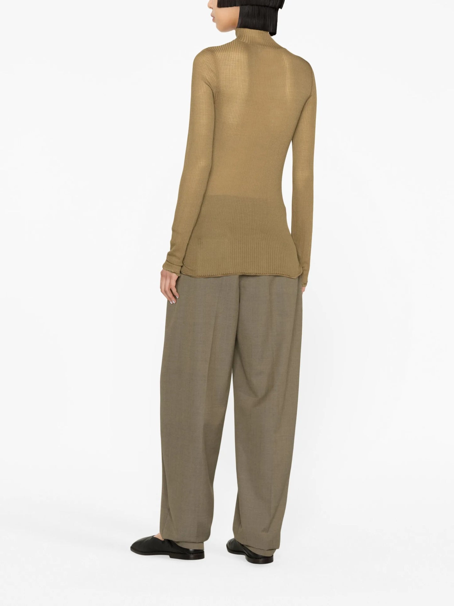 semi-sheer ribbed silk jumper