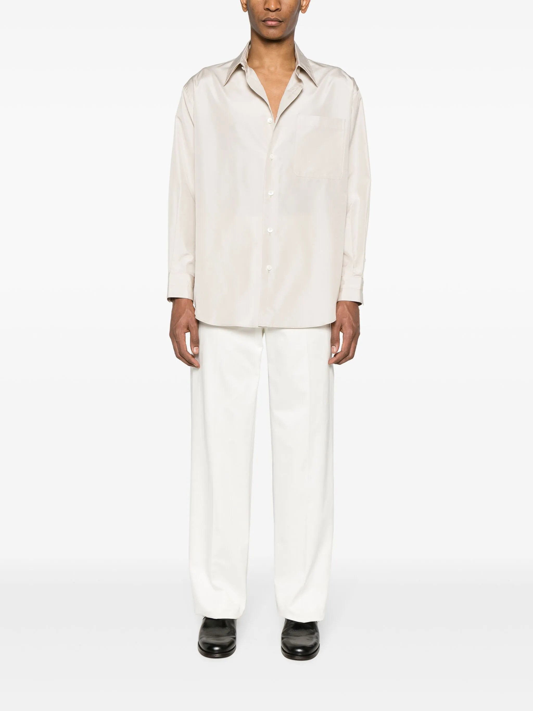 long-sleeve silk shirt