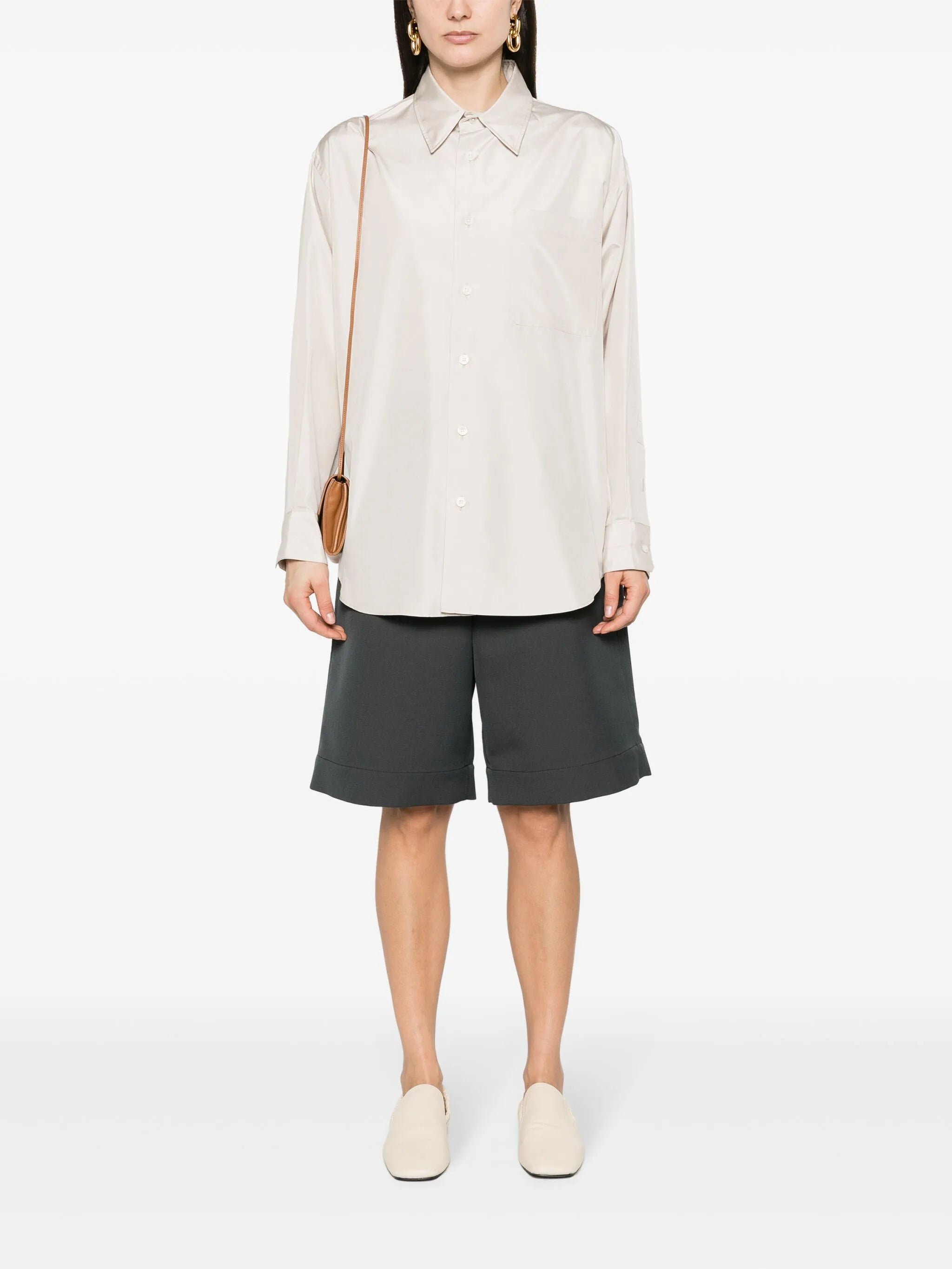 long-sleeve silk shirt