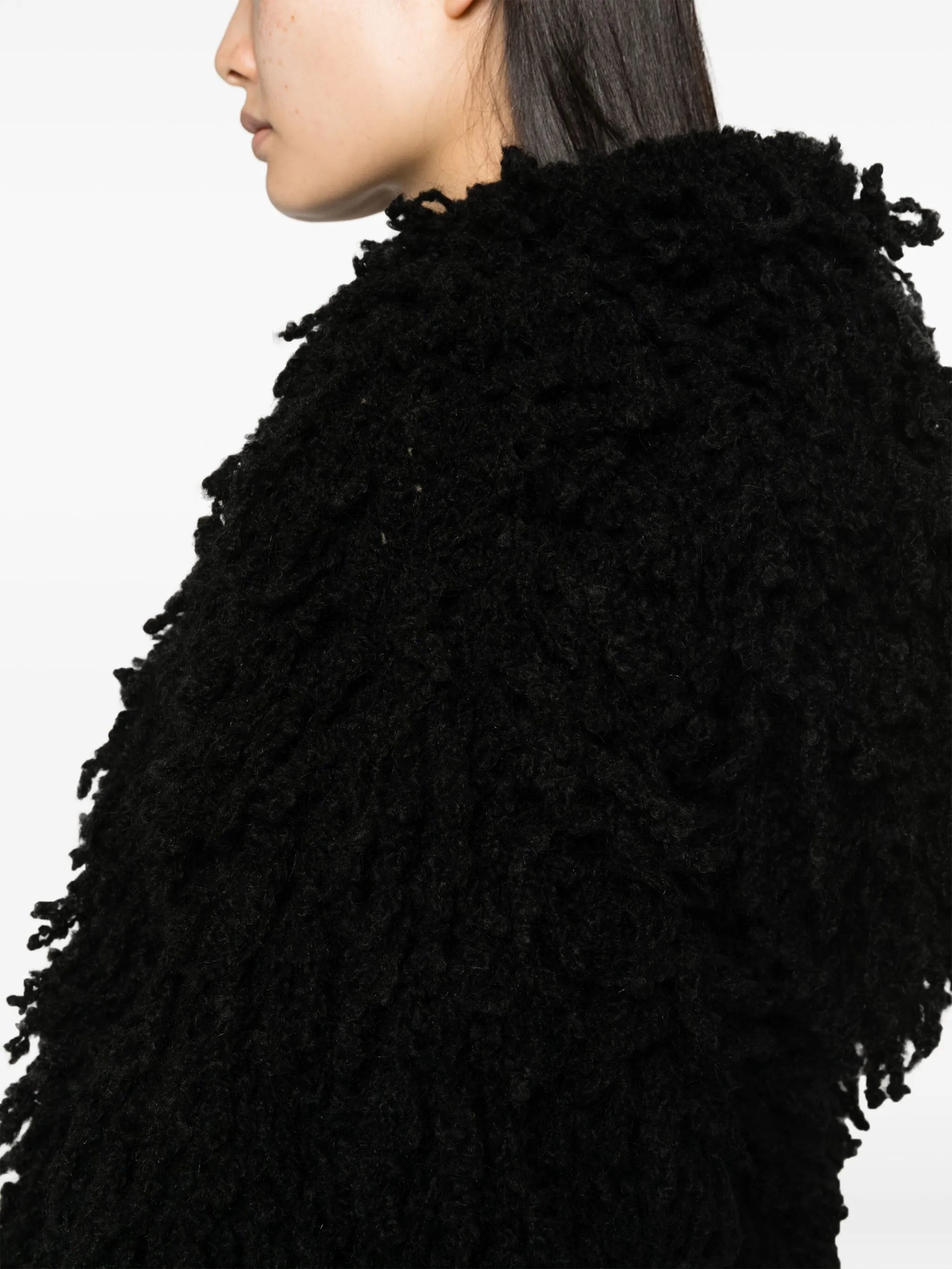 textured-finish shearling jumper