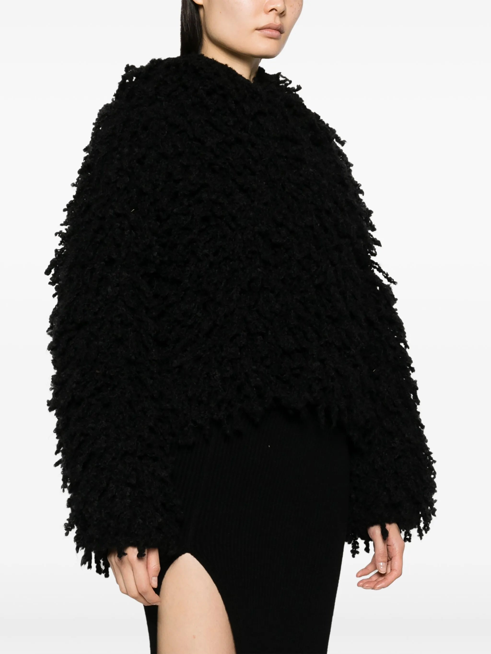 textured-finish shearling jumper