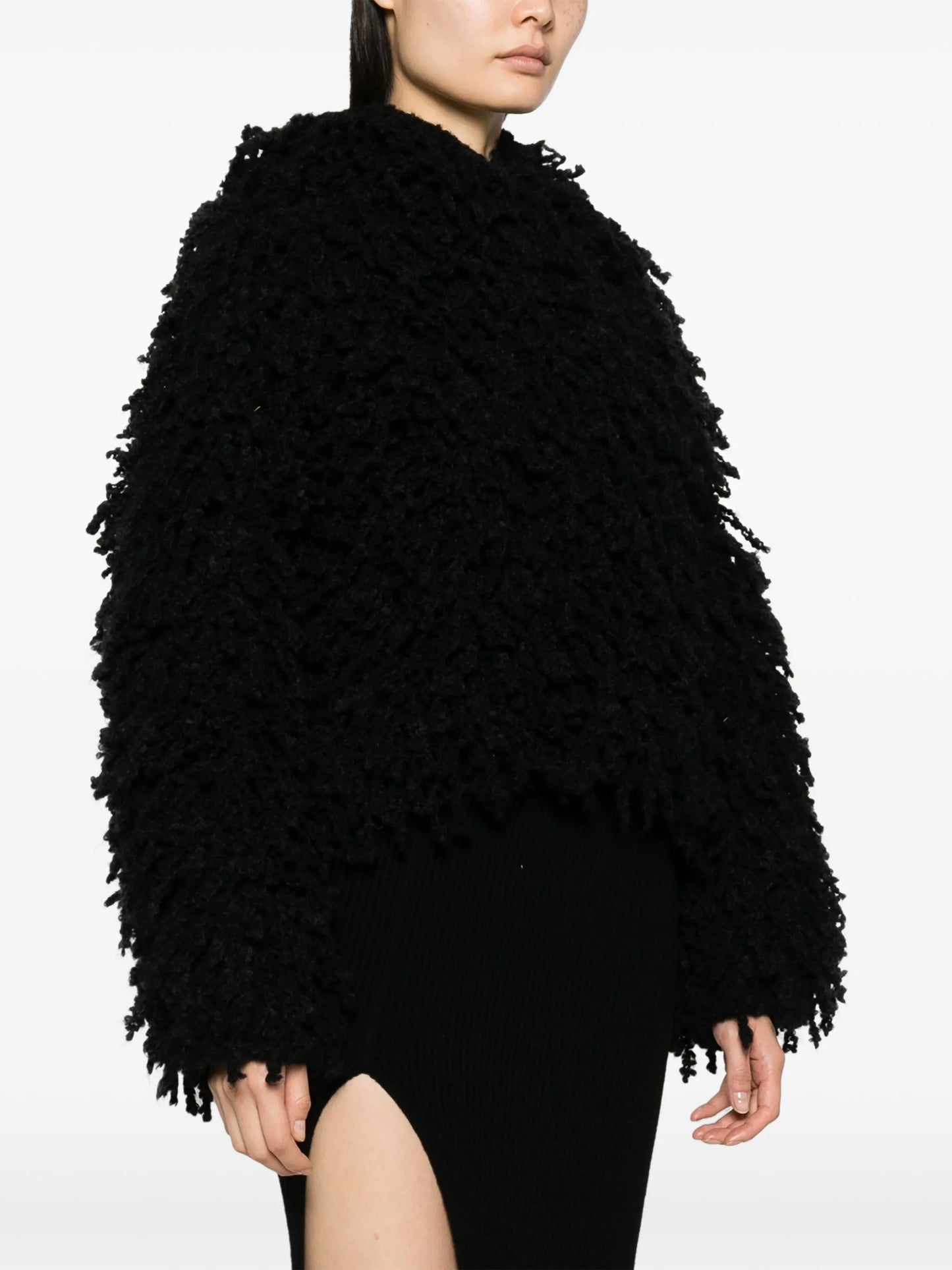 textured-finish shearling jumper