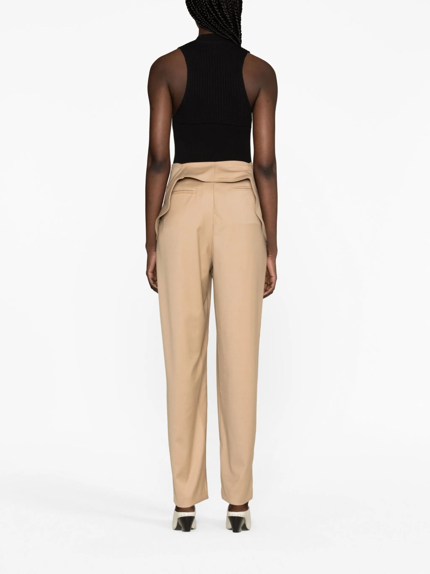corset-detail straight-leg trousers