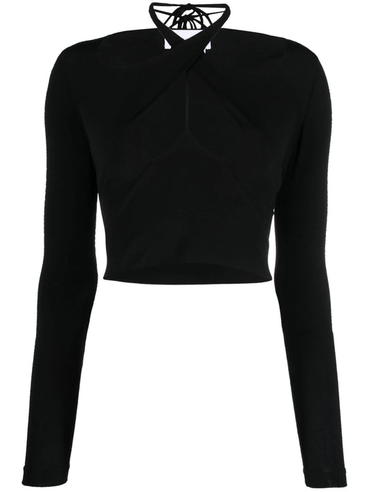 cut-out long-sleeve top