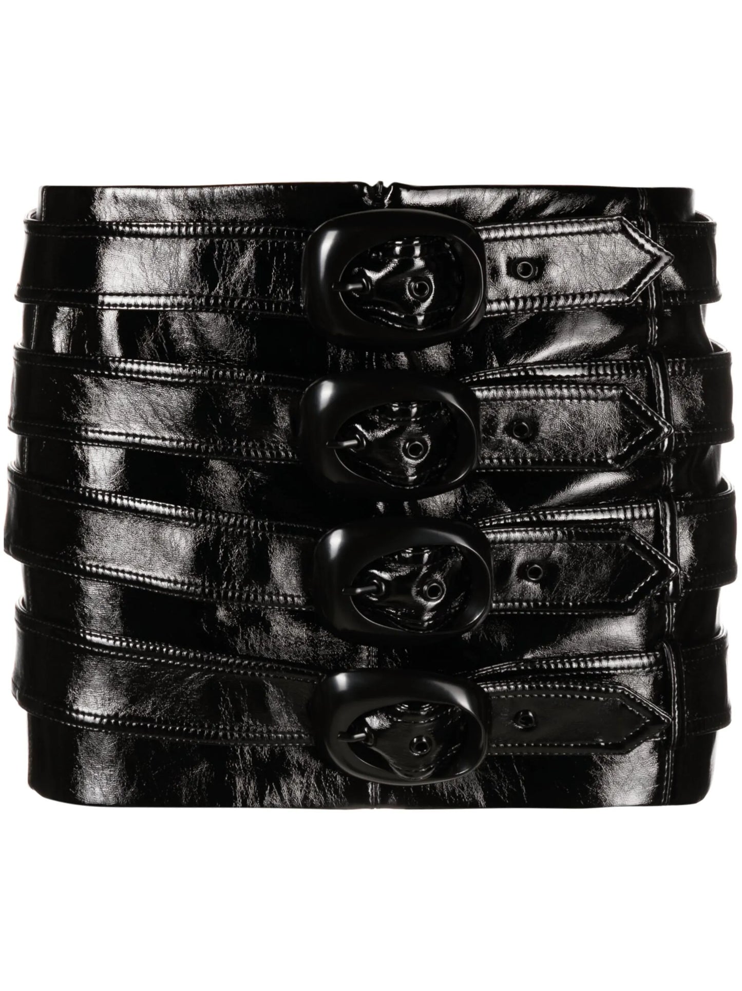 belted faux-leather miniskirt