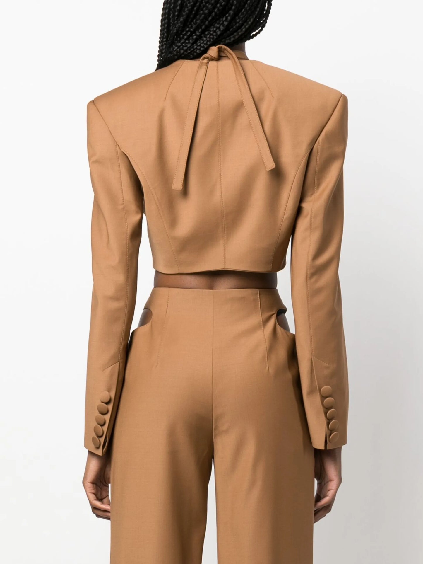 cropped wool wrap blazer