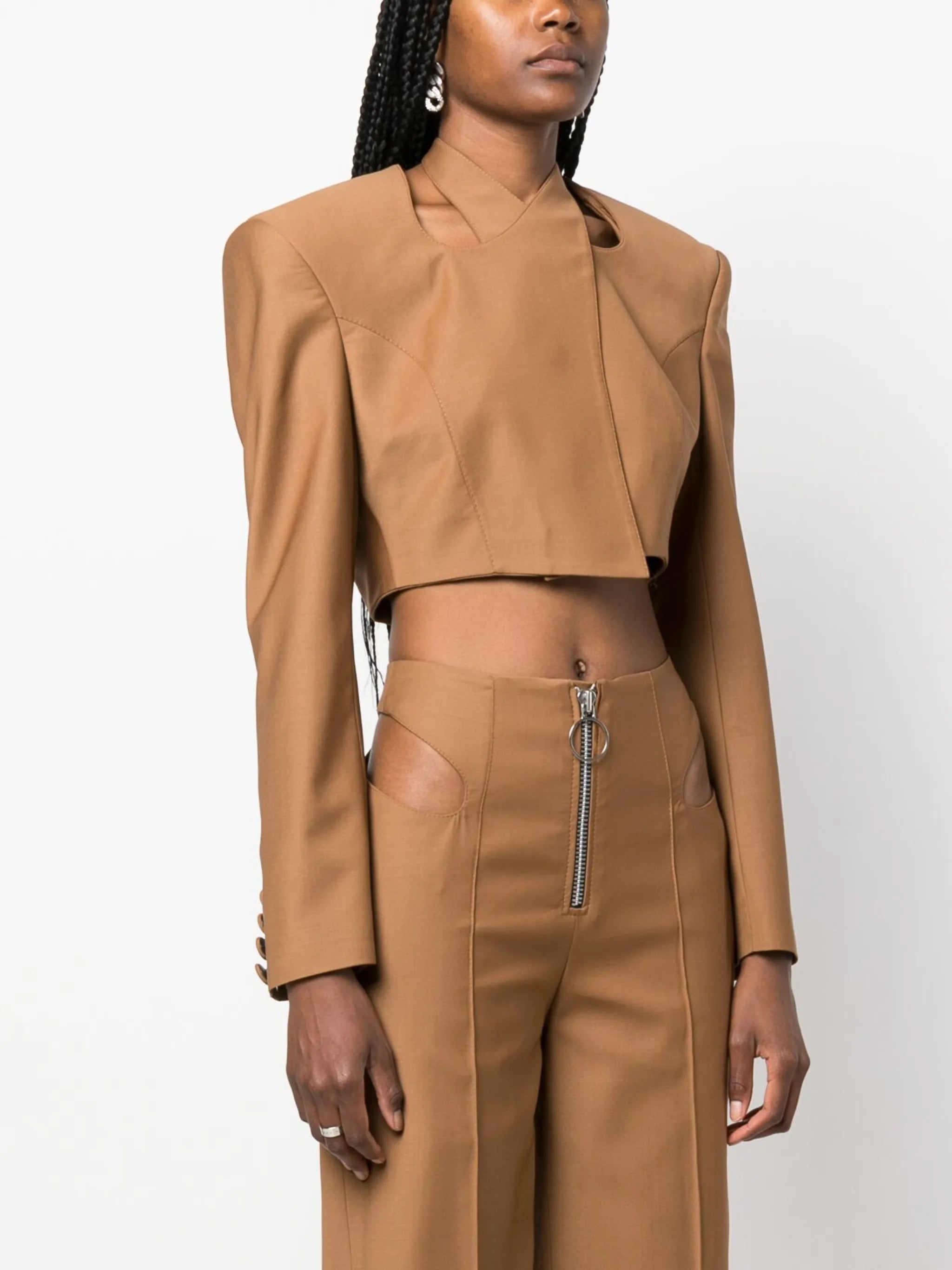 cropped wool wrap blazer