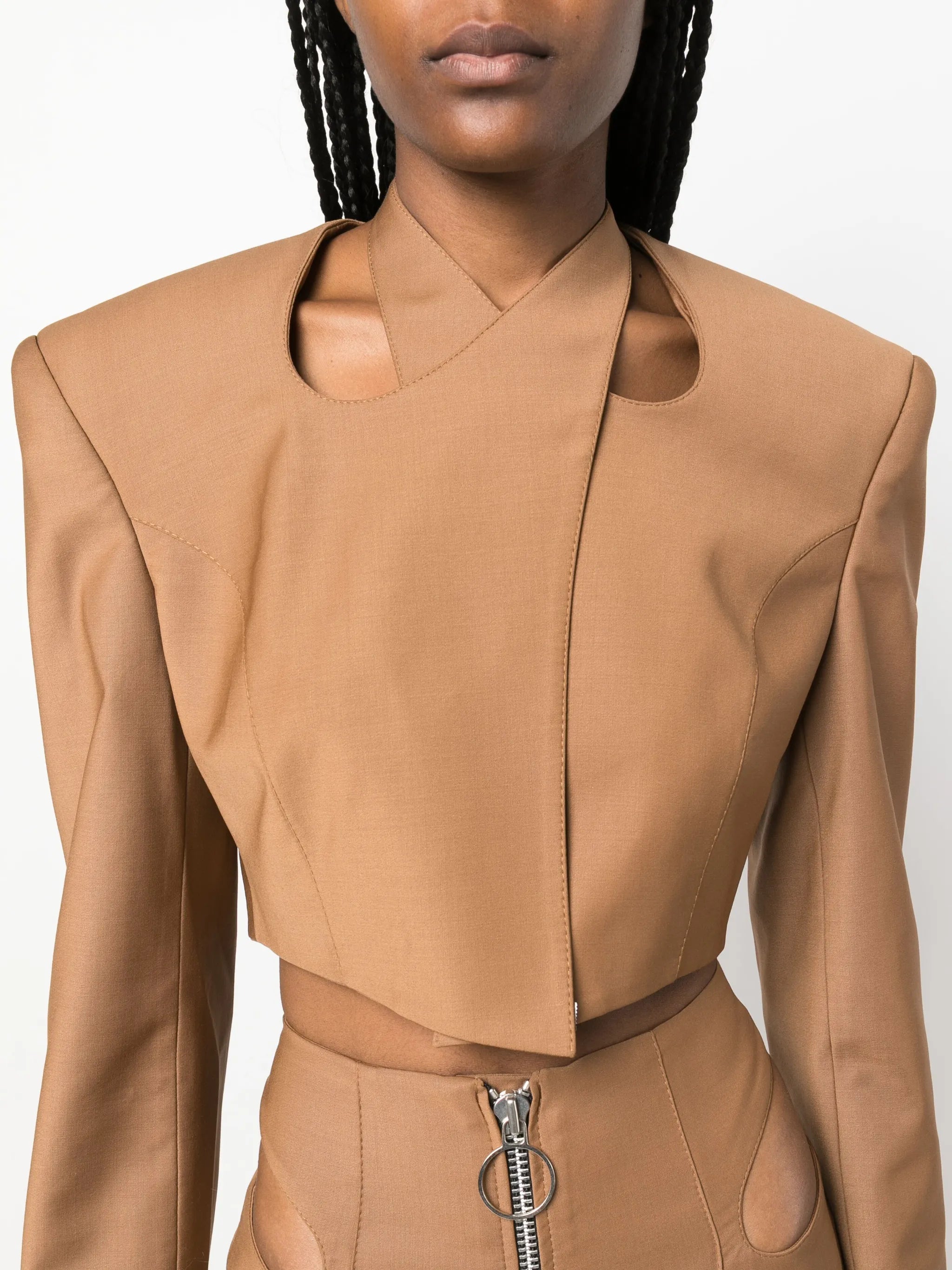 cropped wool wrap blazer
