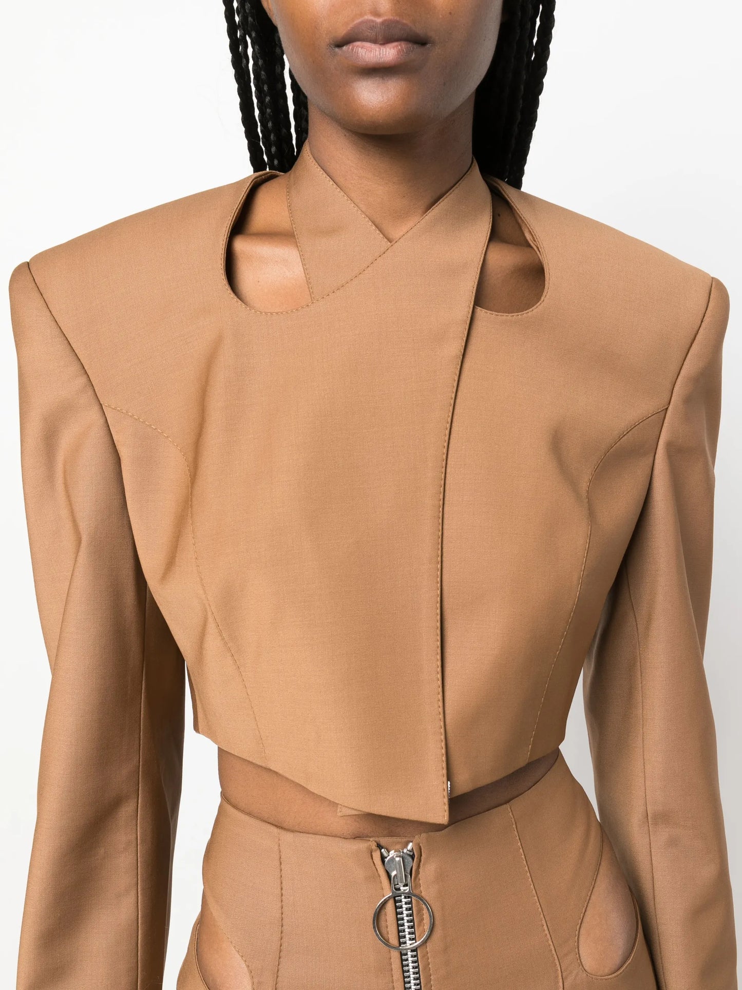 cropped wool wrap blazer