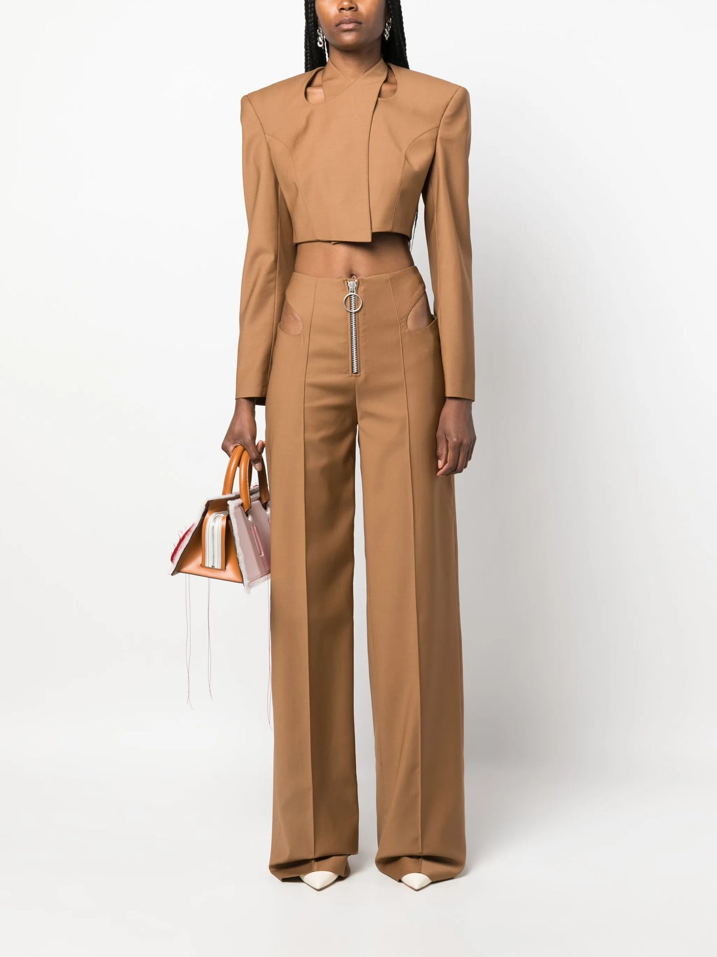 cropped wool wrap blazer