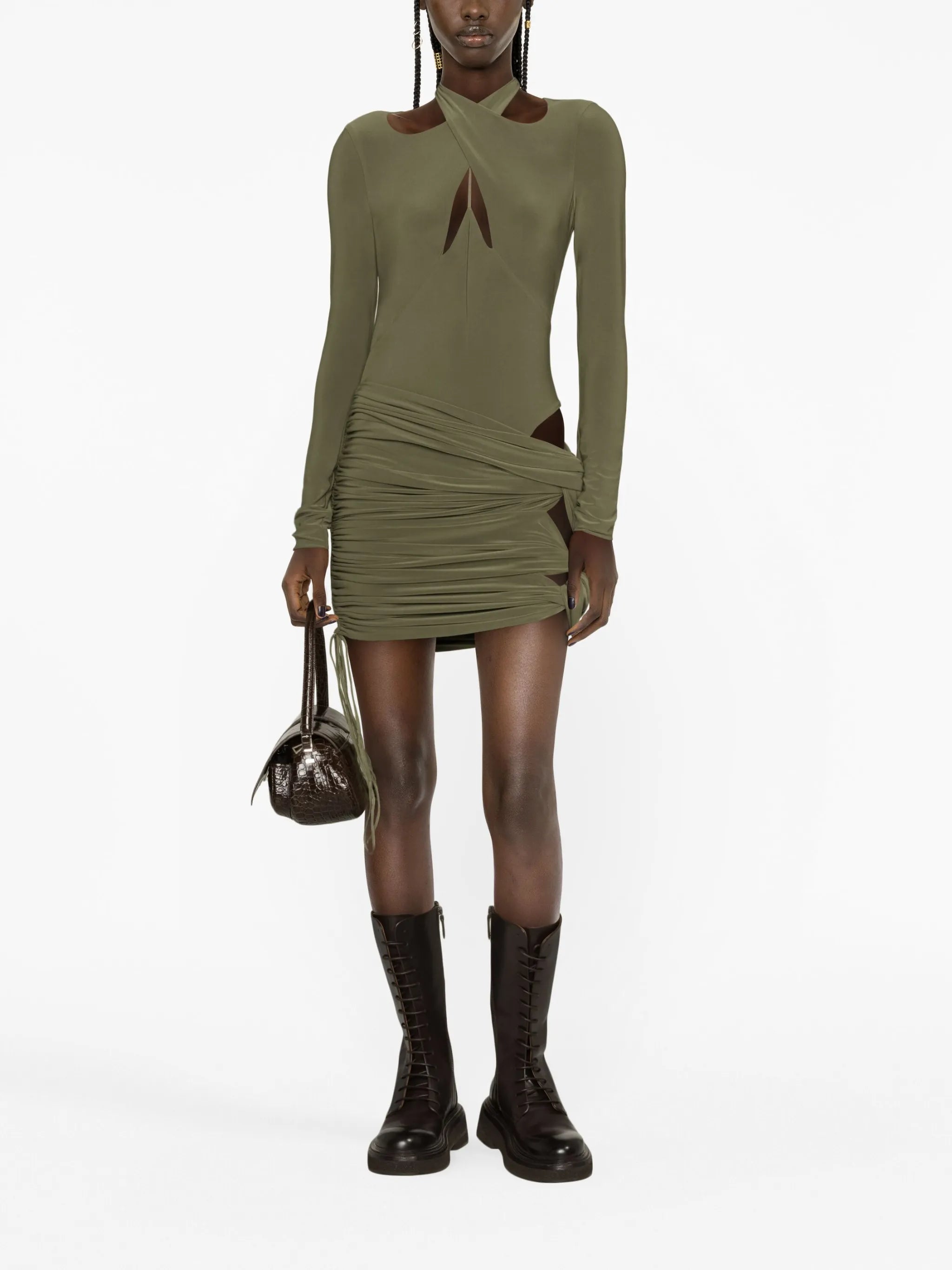 cut-out ruched minidress