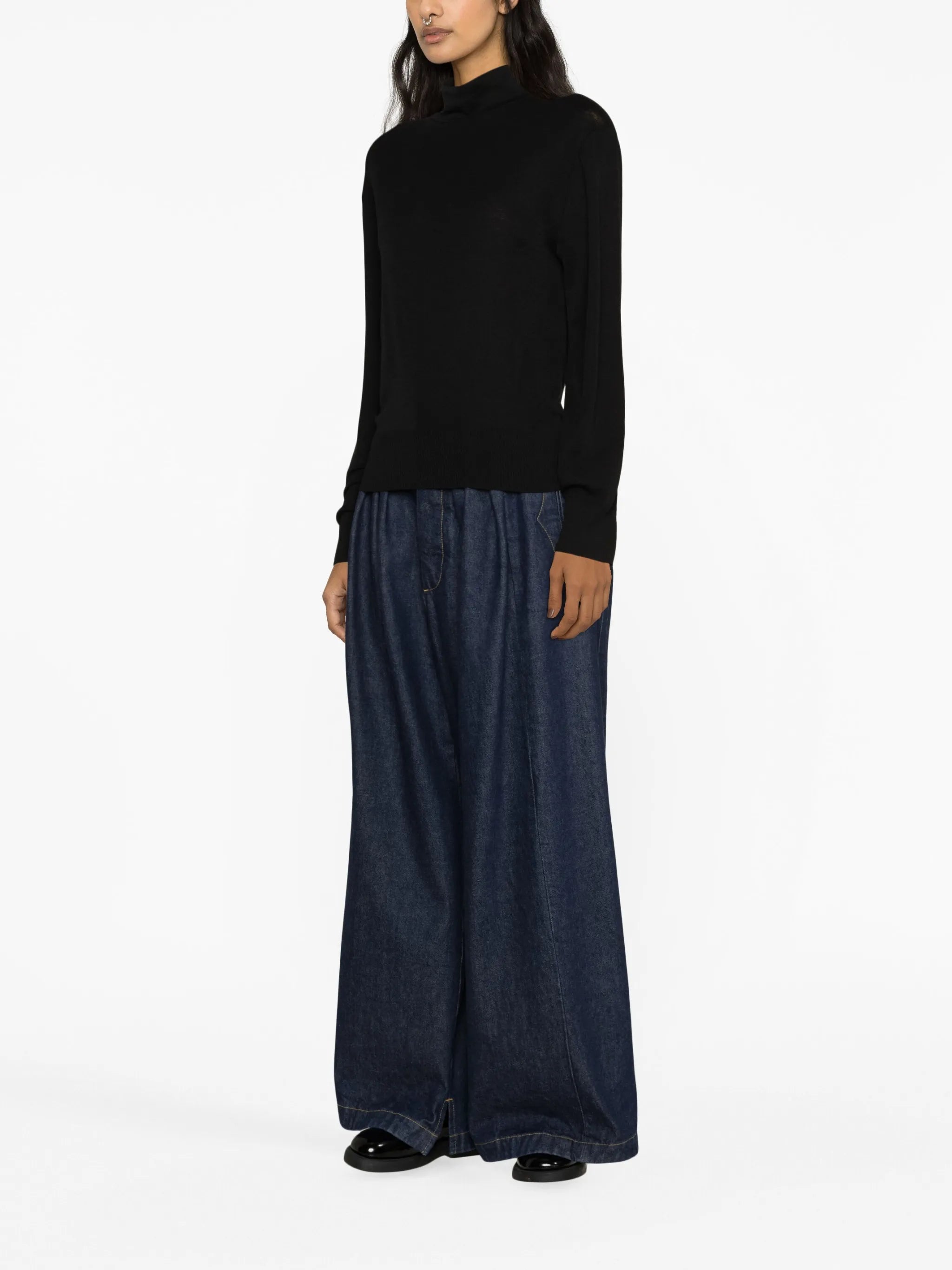 mock-neck wool jumper