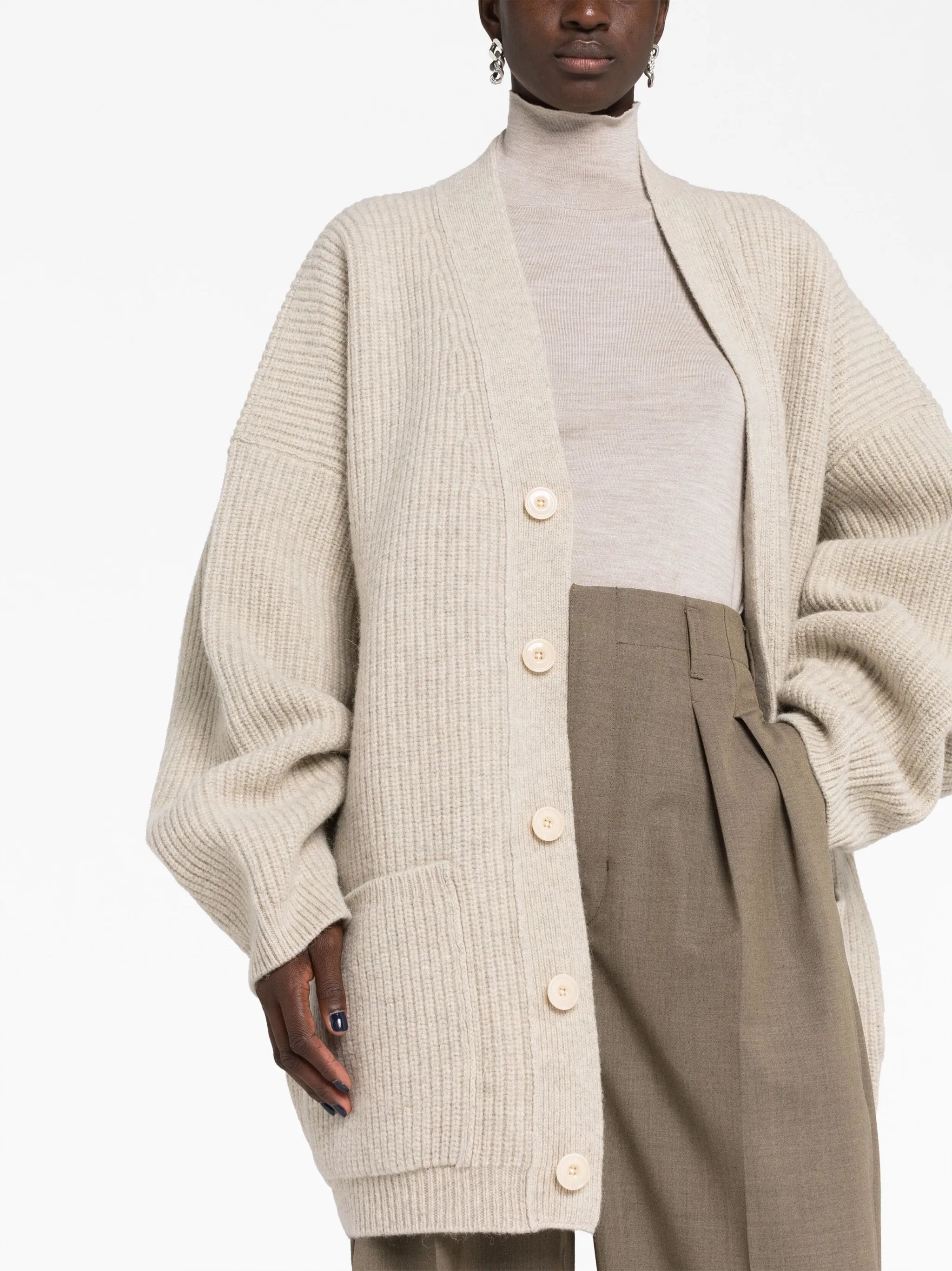 ribbed-knit wool cardigan
