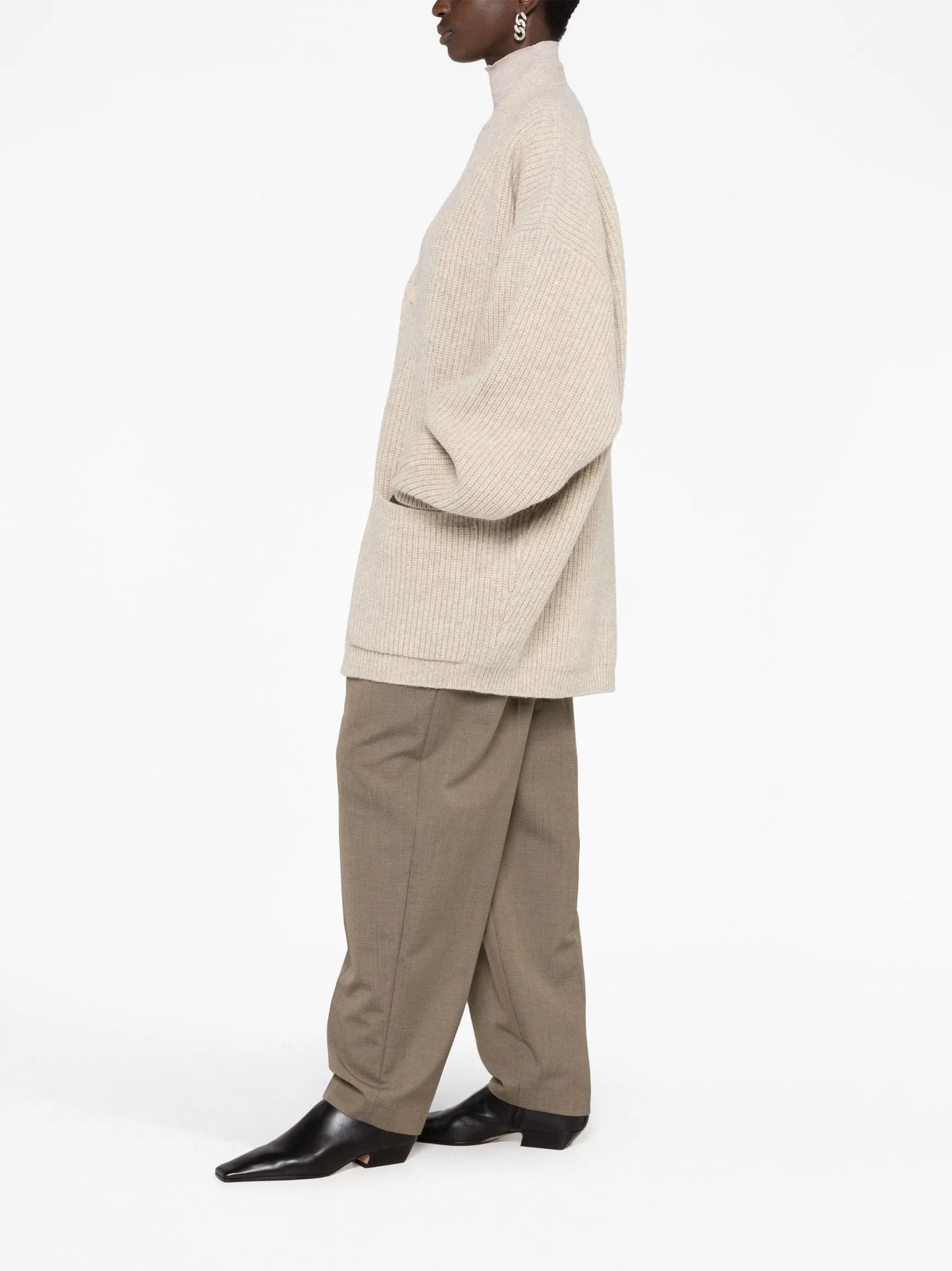 ribbed-knit wool cardigan