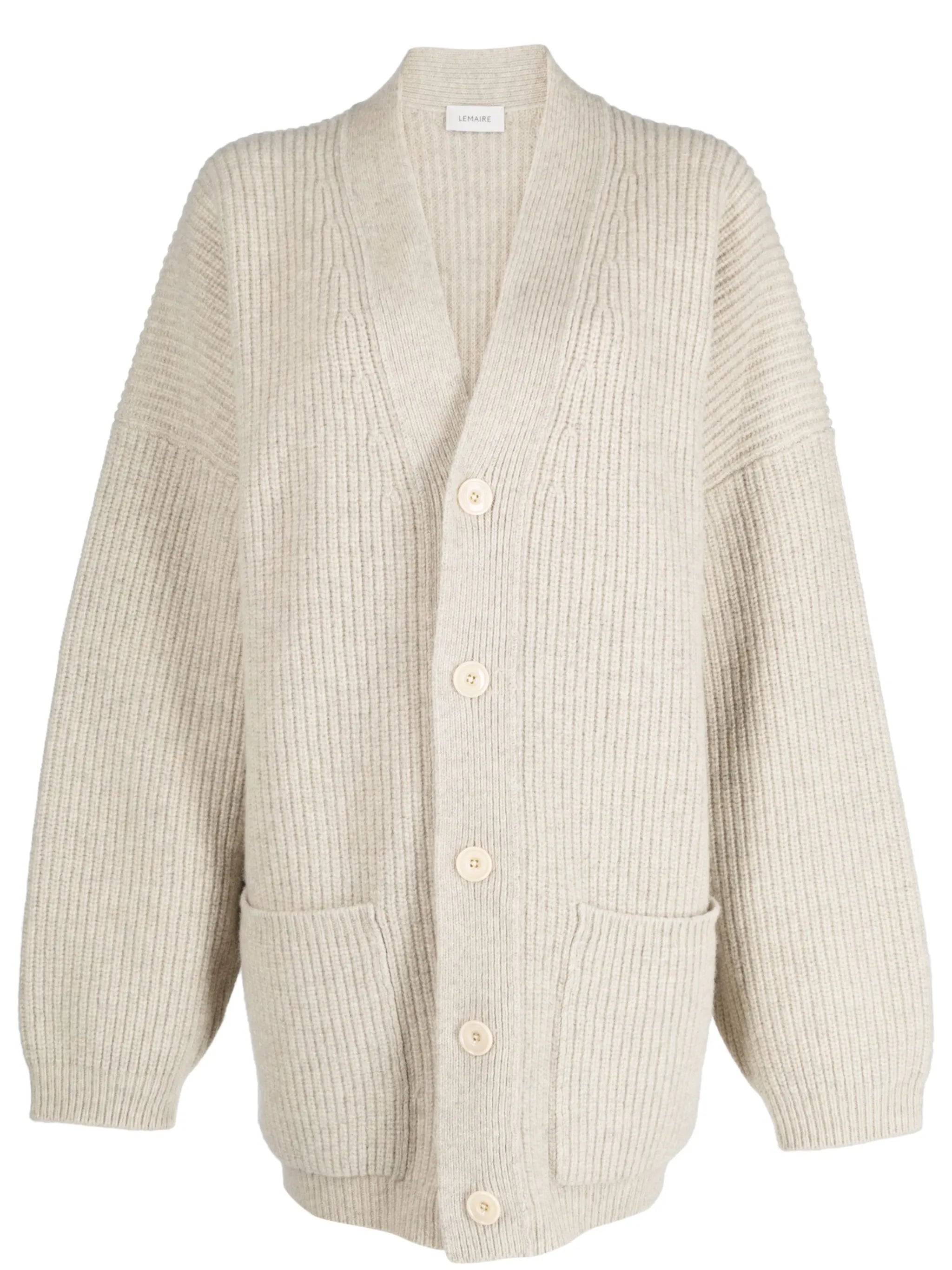 ribbed-knit wool cardigan