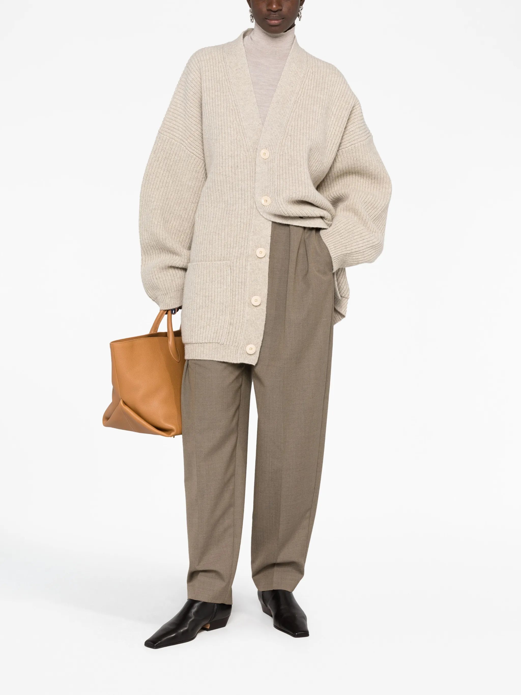 ribbed-knit wool cardigan