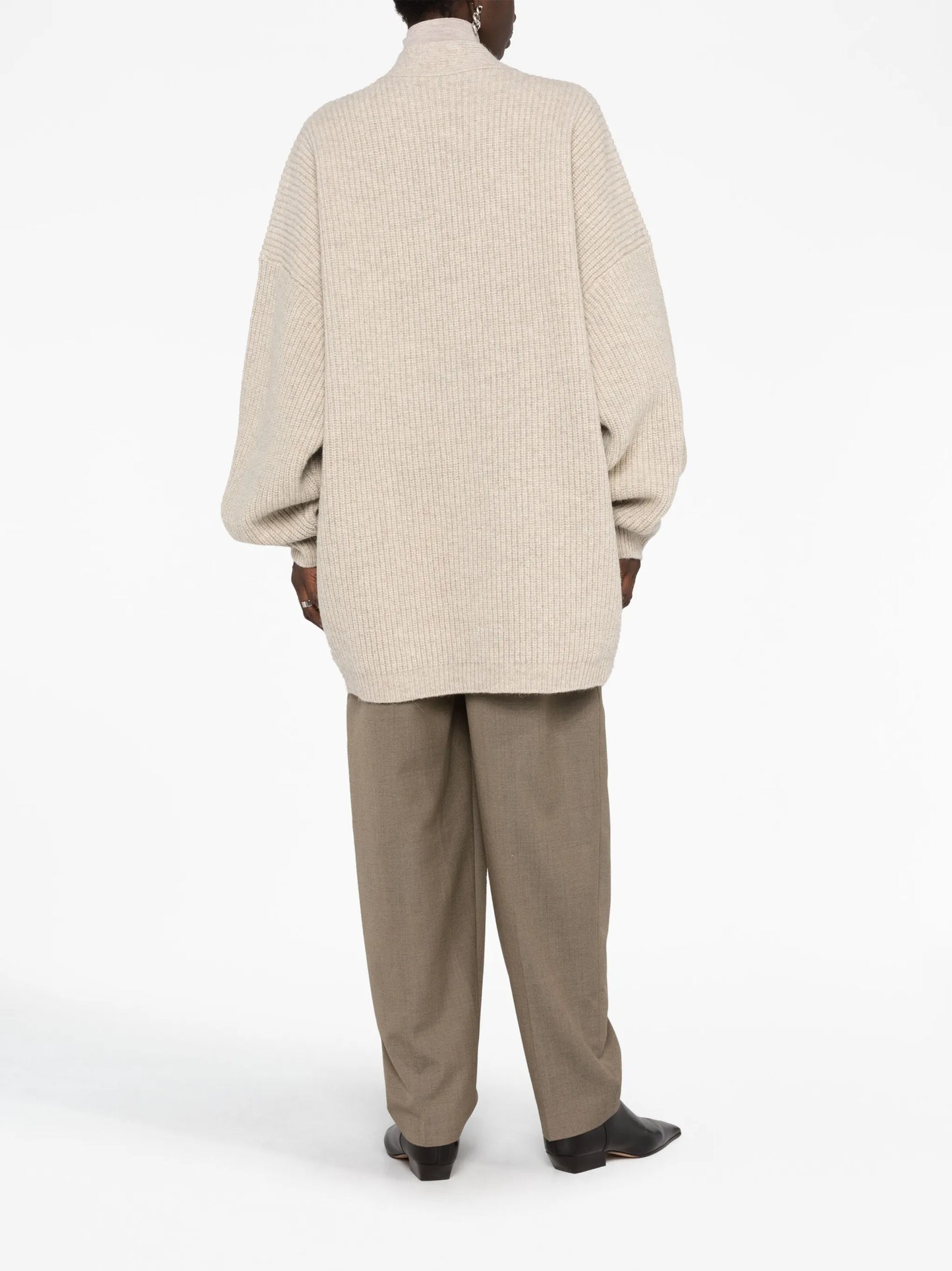 ribbed-knit wool cardigan