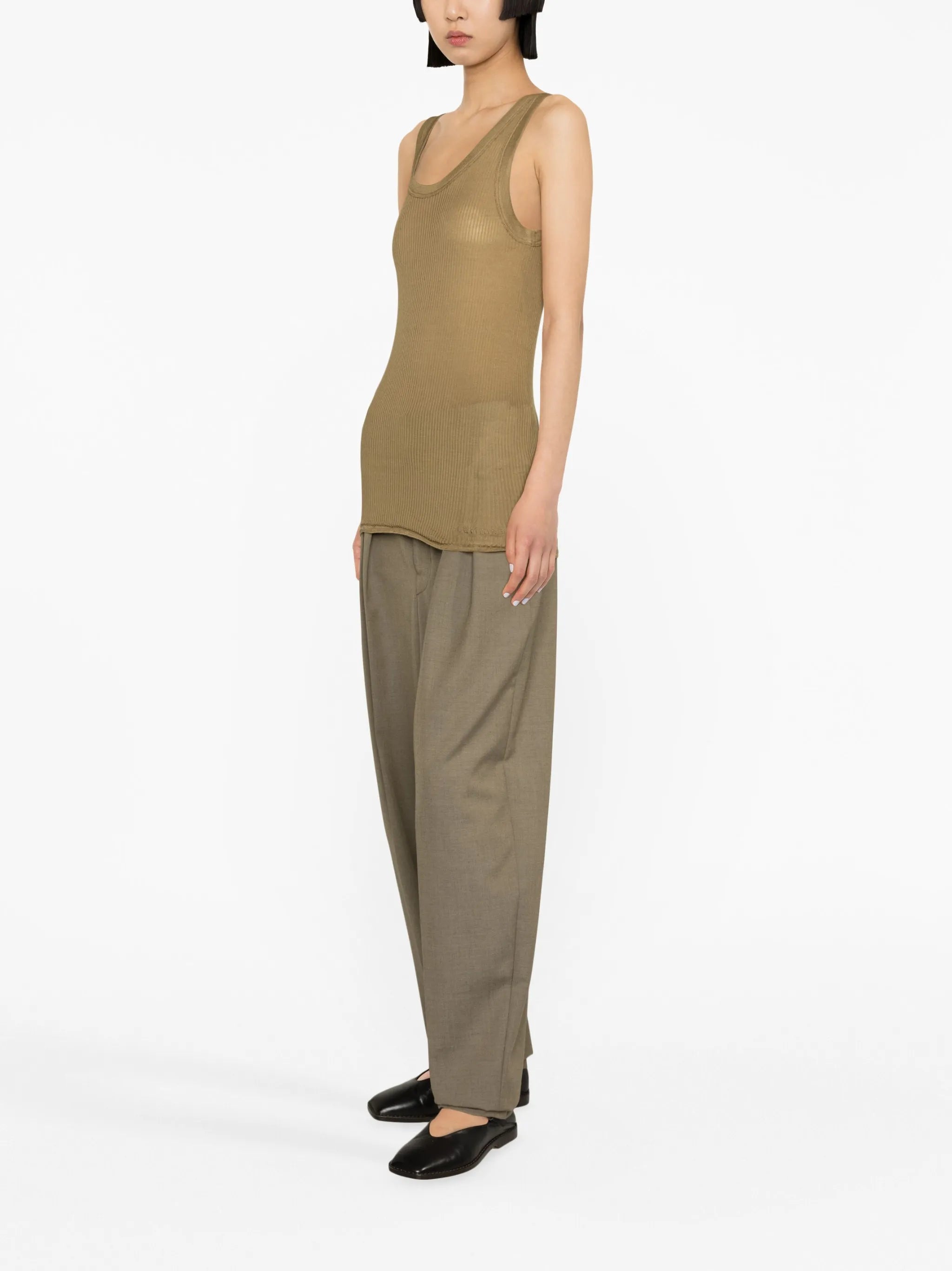 ribbed silk-jersey tank top