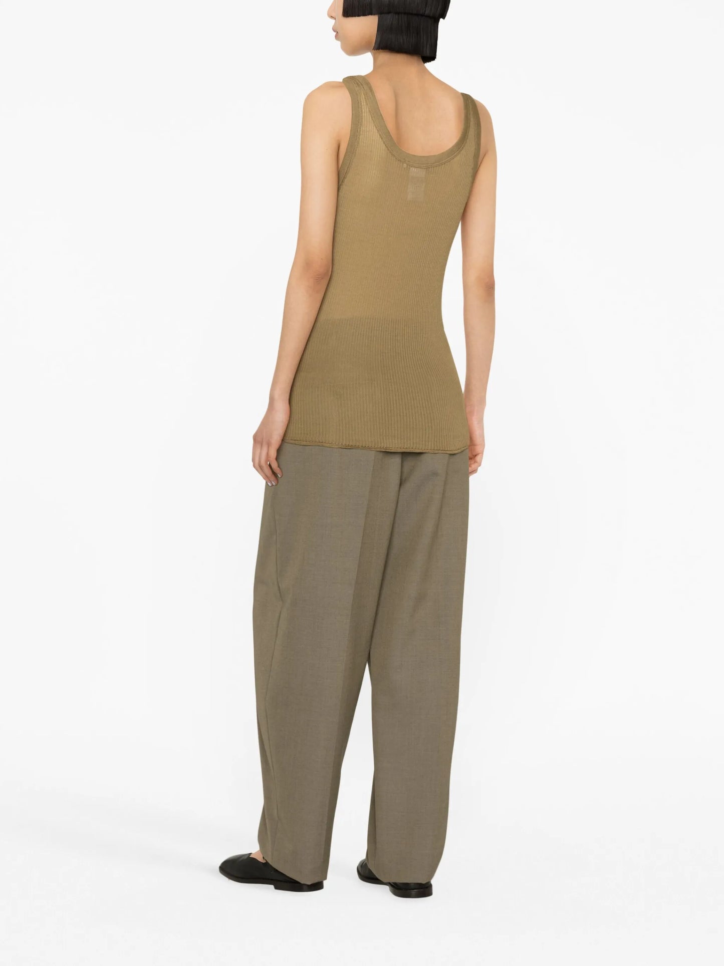 ribbed silk-jersey tank top