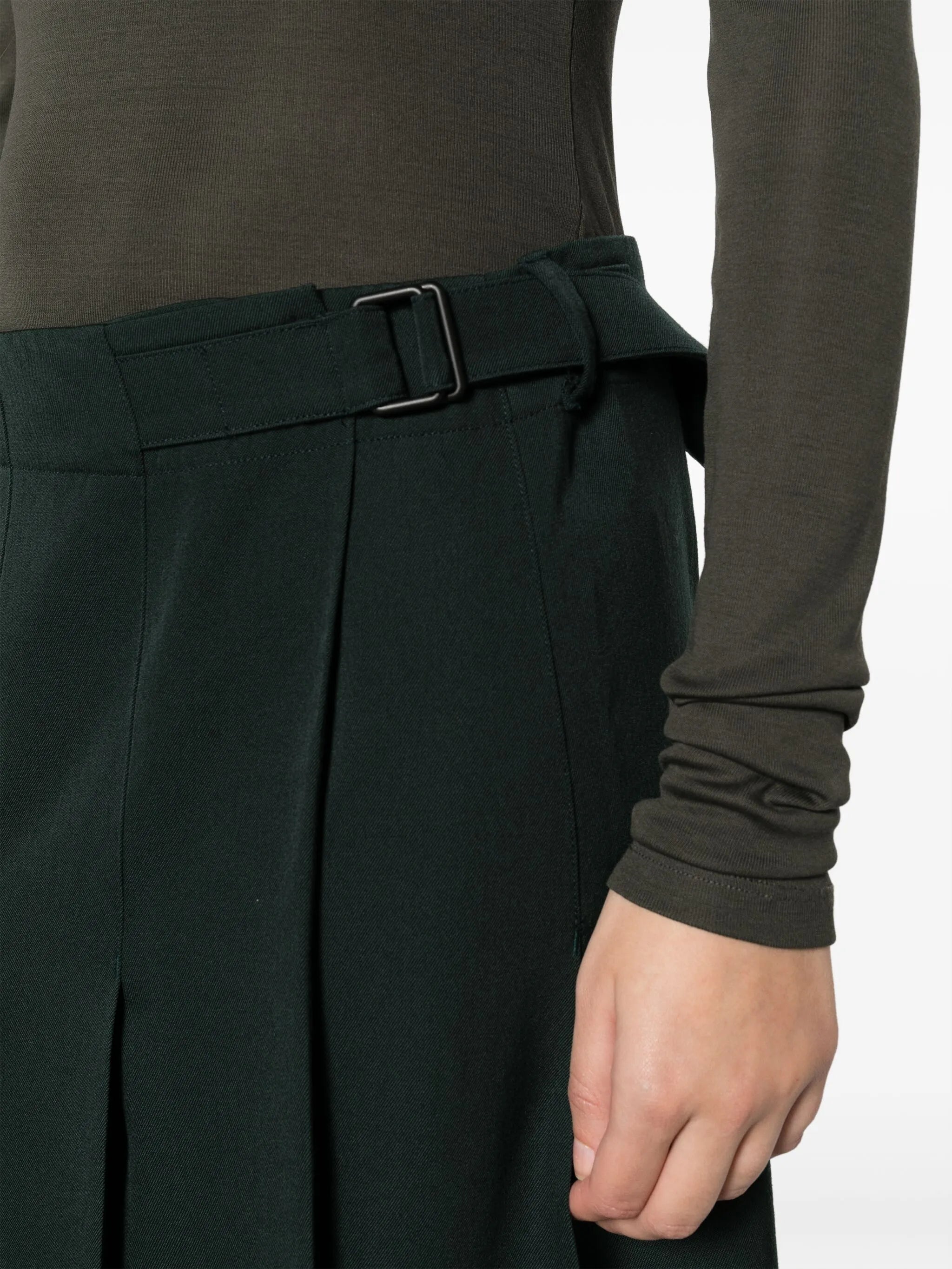 pleated wool wrap skirt
