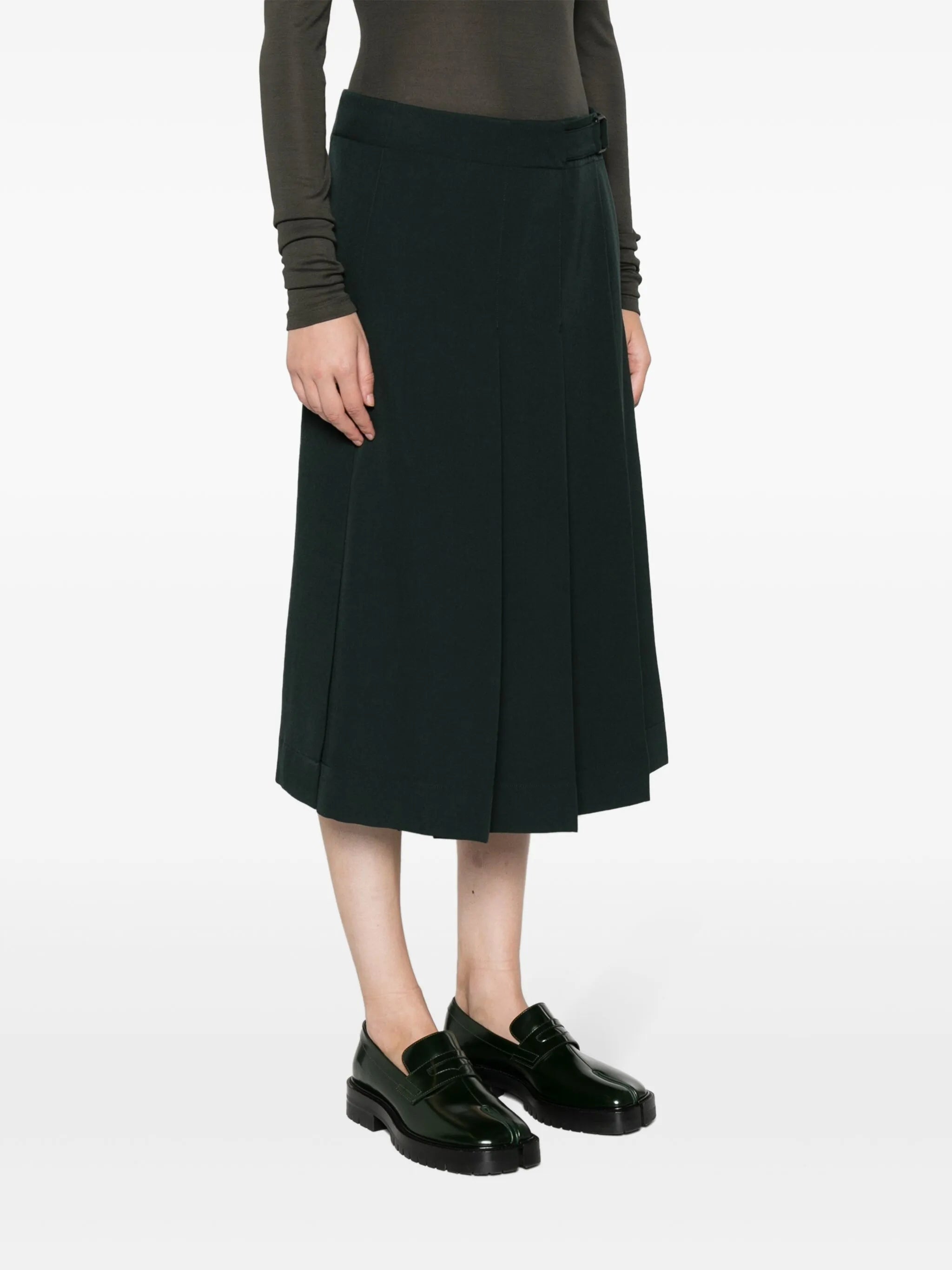 pleated wool wrap skirt