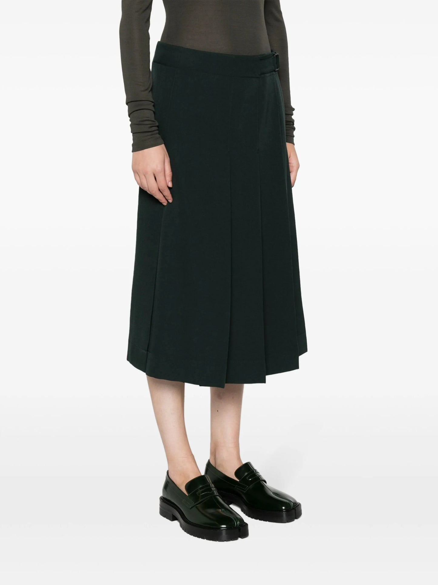 pleated wool wrap skirt