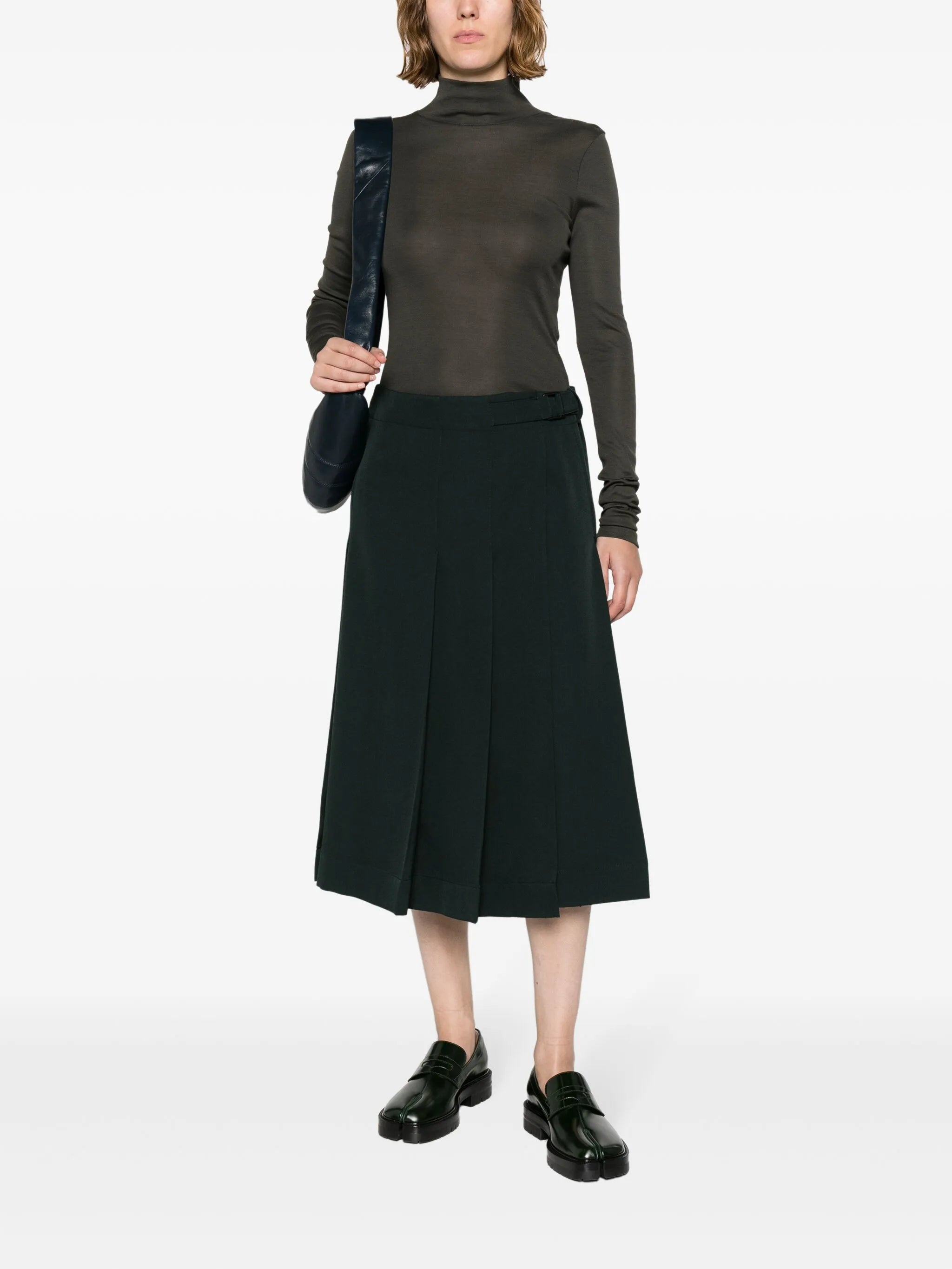 pleated wool wrap skirt