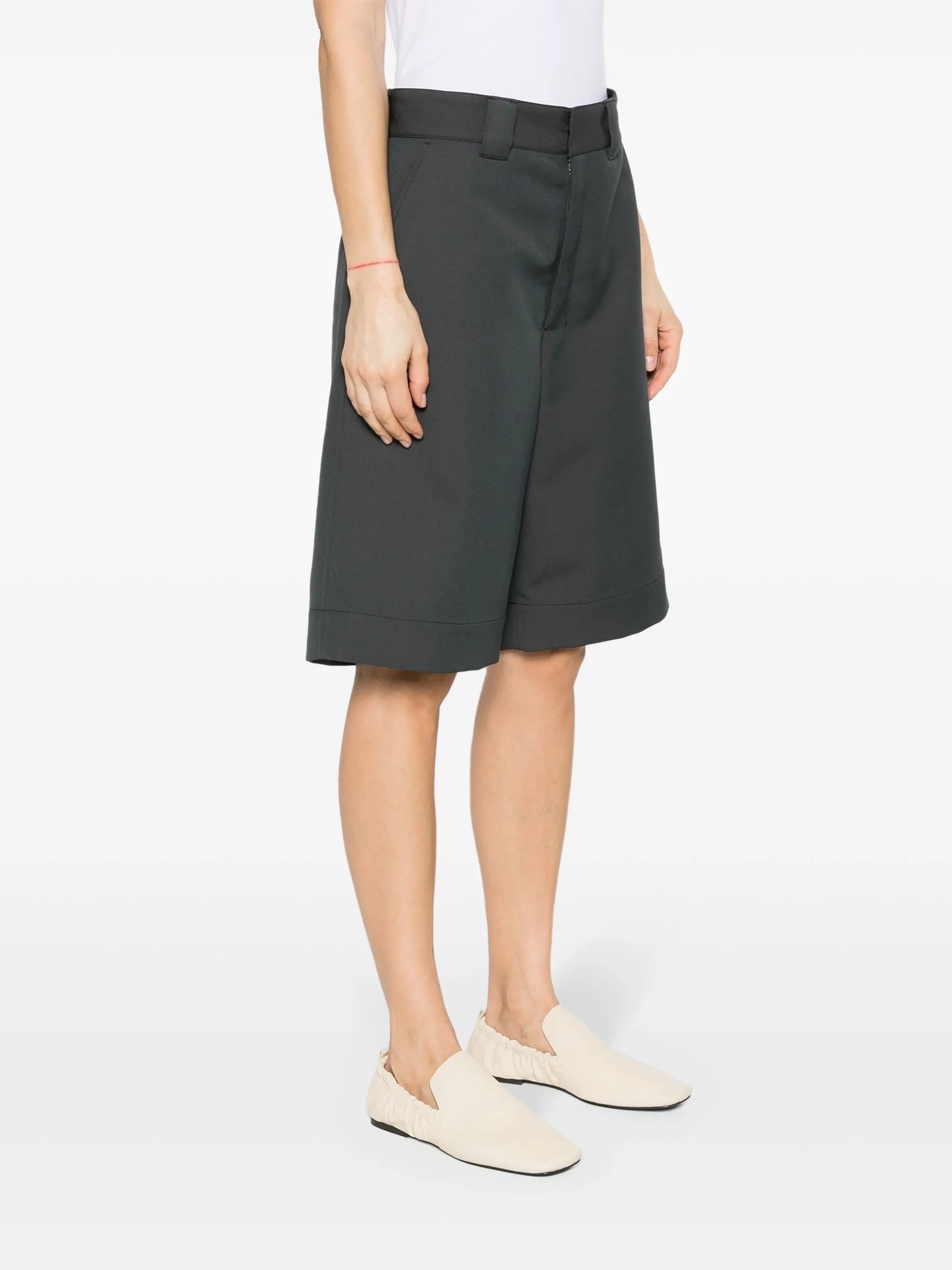 wide-leg twill bermuda shorts