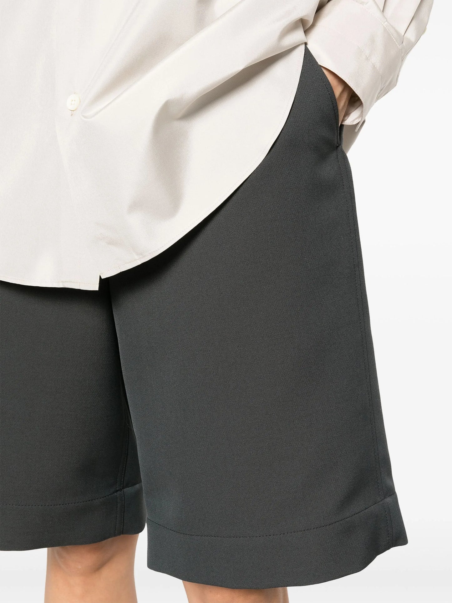 wide-leg twill bermuda shorts