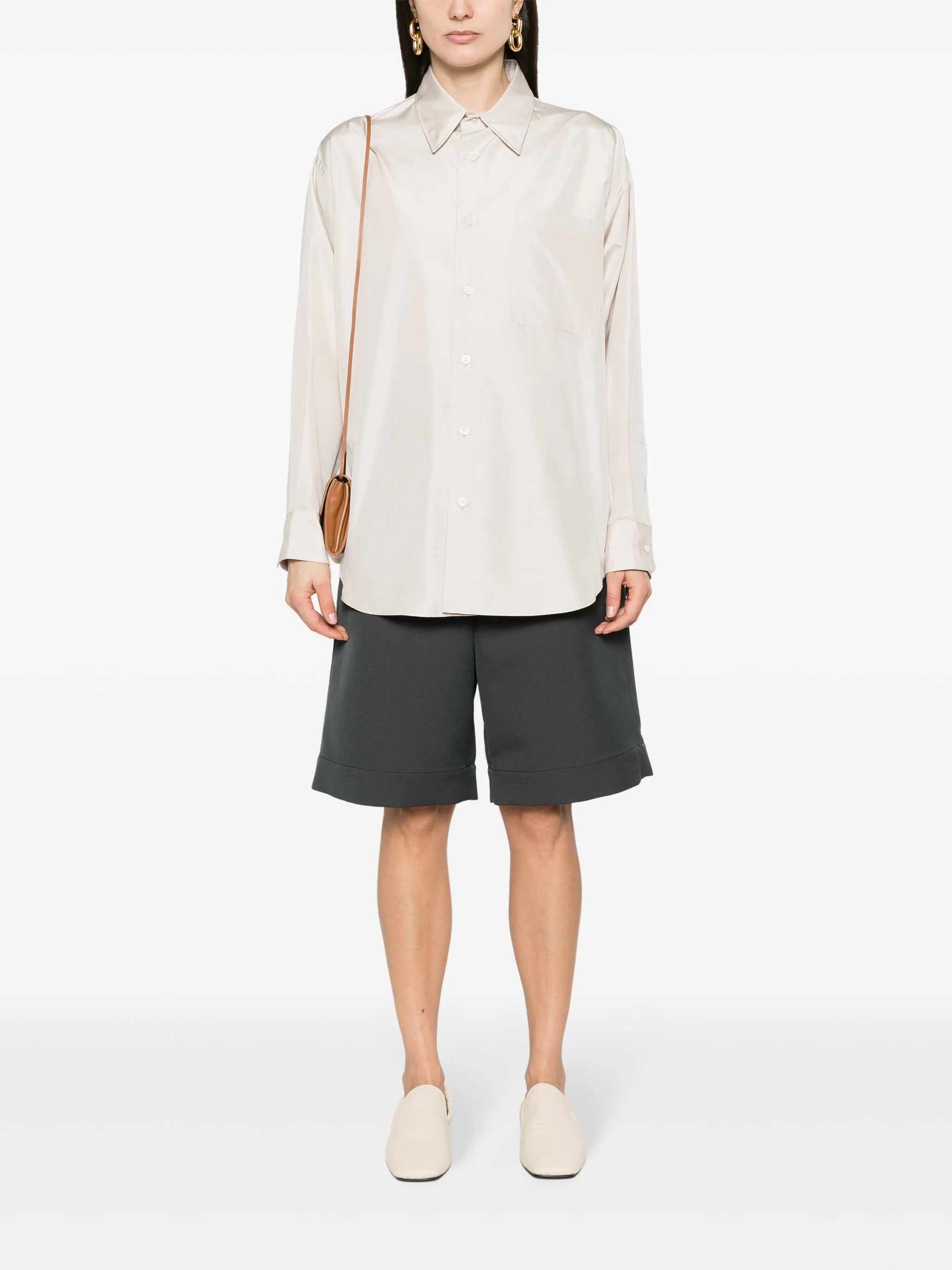 wide-leg twill bermuda shorts