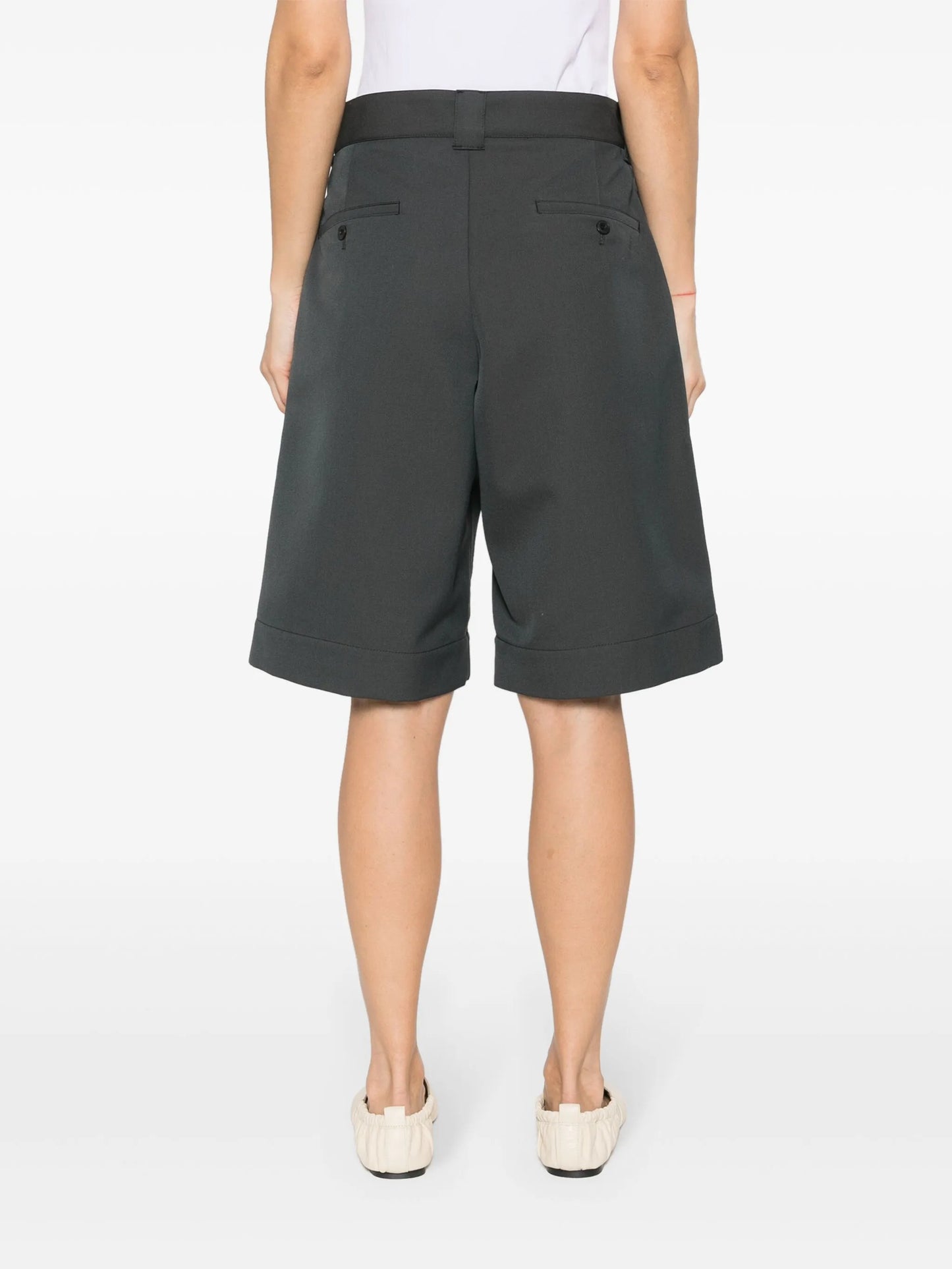wide-leg twill bermuda shorts