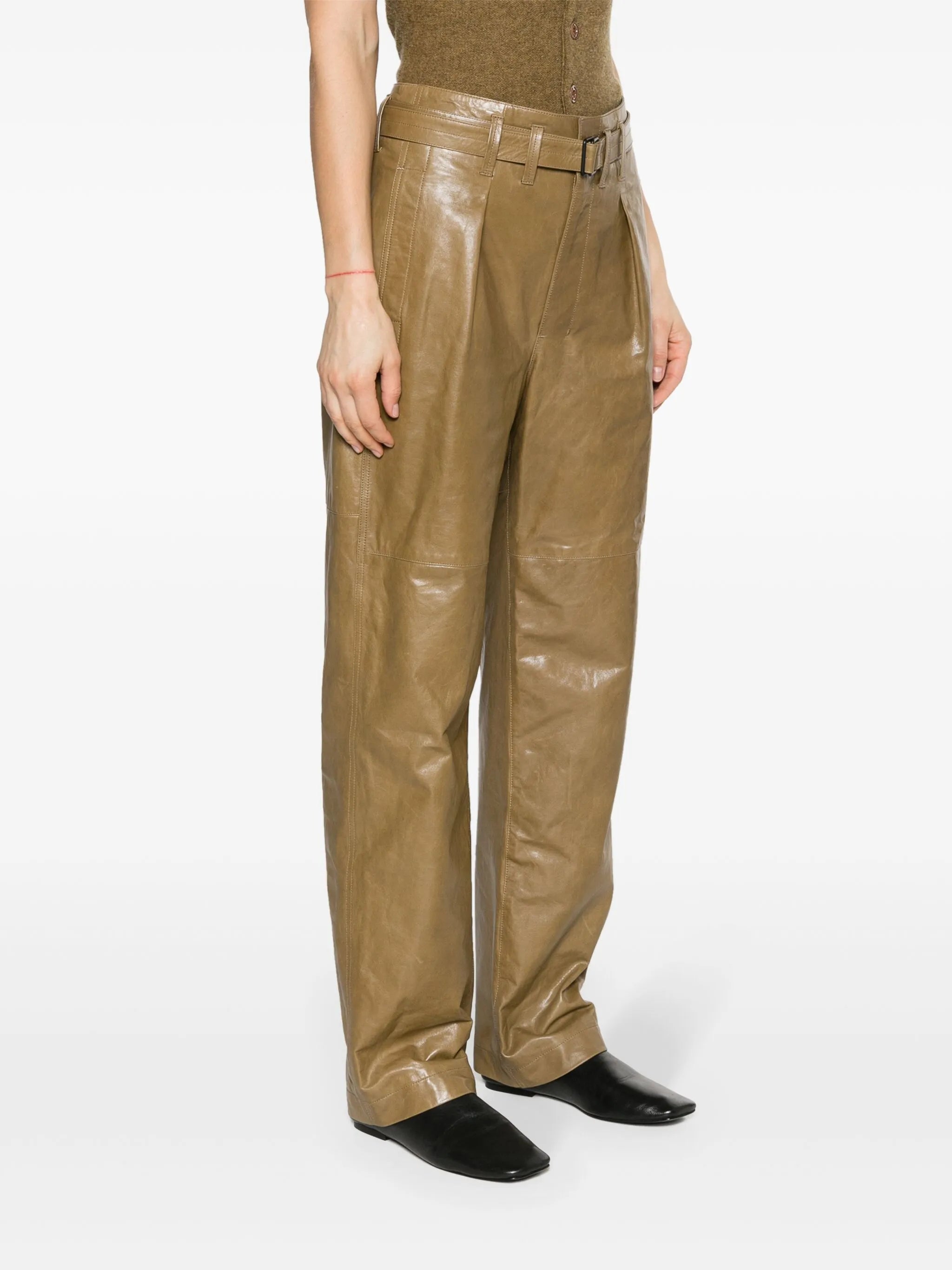 wide-leg leather trousers